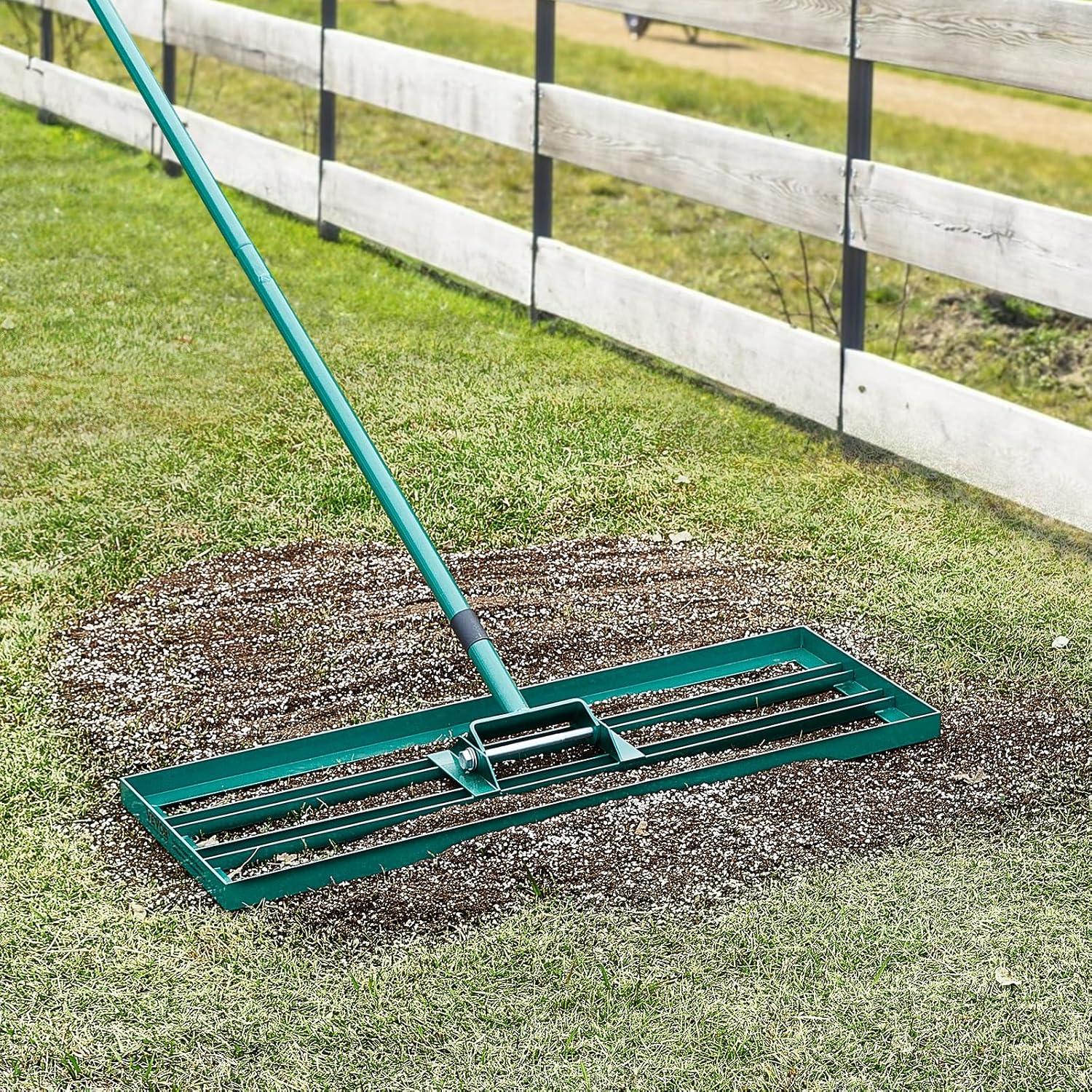 image:imageVEVOR Lawn Leveling Rake 48x10 Level Lawn Tool HeavyDuty Lawn Leveler with 78 Steel Extended Handle Yard Leveling Rake Suit for Garden Golf Lawn Farm Green30x10