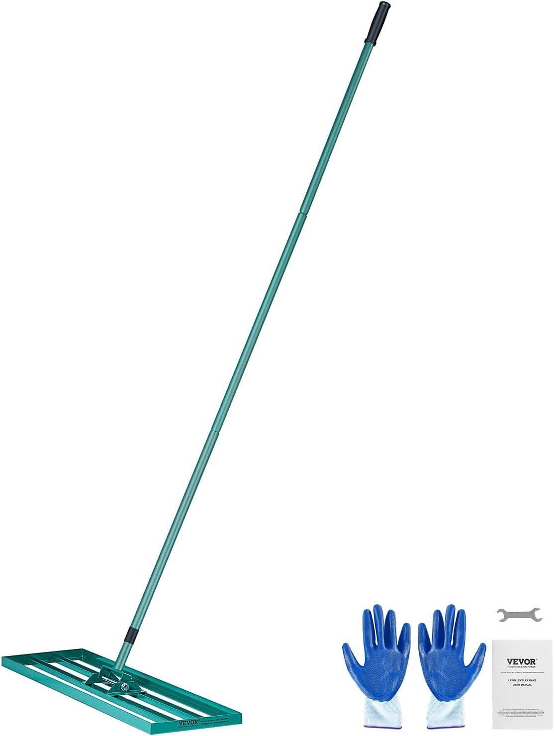 image:imageVEVOR Lawn Leveling Rake 48x10 Level Lawn Tool HeavyDuty Lawn Leveler with 78 Steel Extended Handle Yard Leveling Rake Suit for Garden Golf Lawn Farm Green36x10