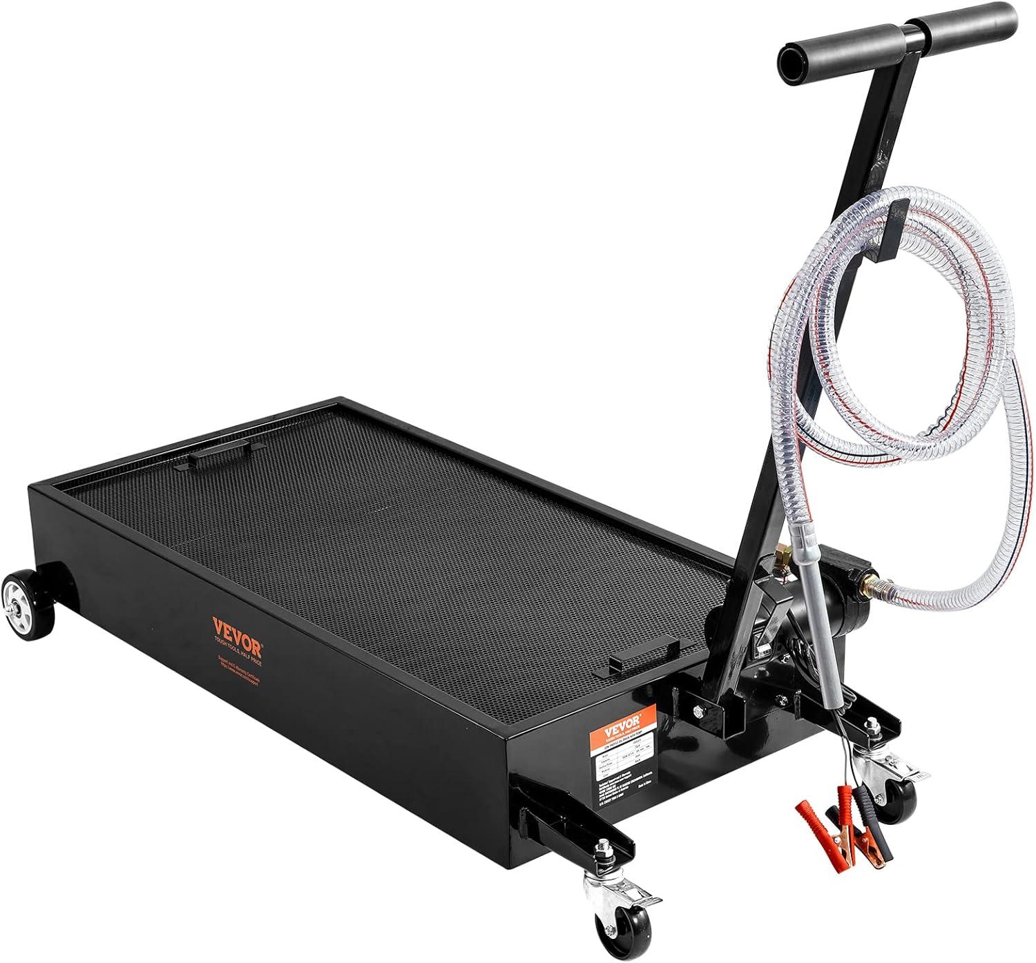 image:imageVEVOR Low Profile Oil Drain Pan 25 Gal Oil Drain Pan with 110V HighFlow Electric Pump Large Capacity Oil Change Pan with 72ft Hose amp Folding Handle Rolling Oil Drain Cart for Trucks Buses RVs20 Gallon
