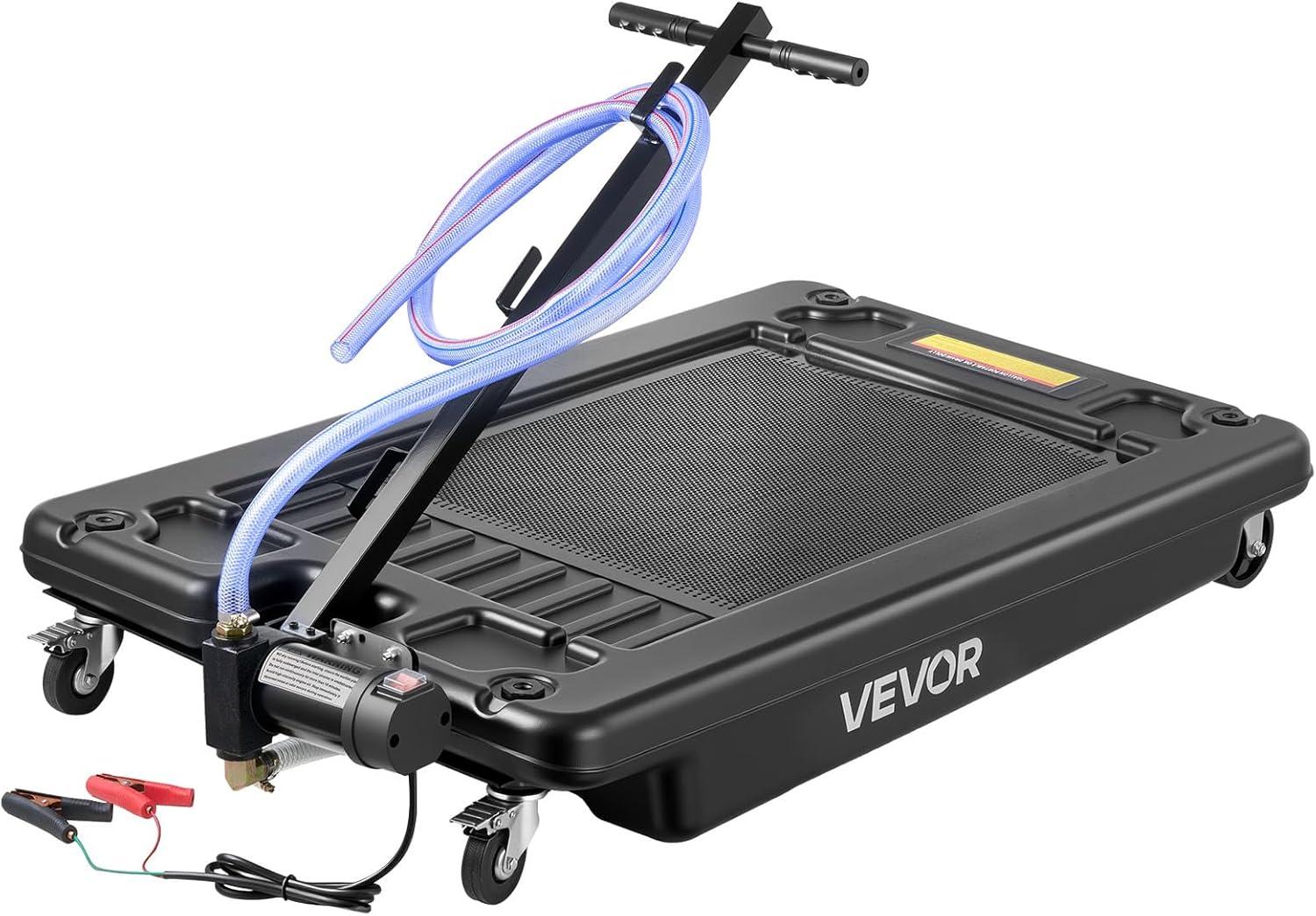 image:imageVEVOR Low Profile Oil Drain Pan 25 Gal Oil Drain Pan with 110V HighFlow Electric Pump Large Capacity Oil Change Pan with 72ft Hose amp Folding Handle Rolling Oil Drain Cart for Trucks Buses RVs17 Gallon
