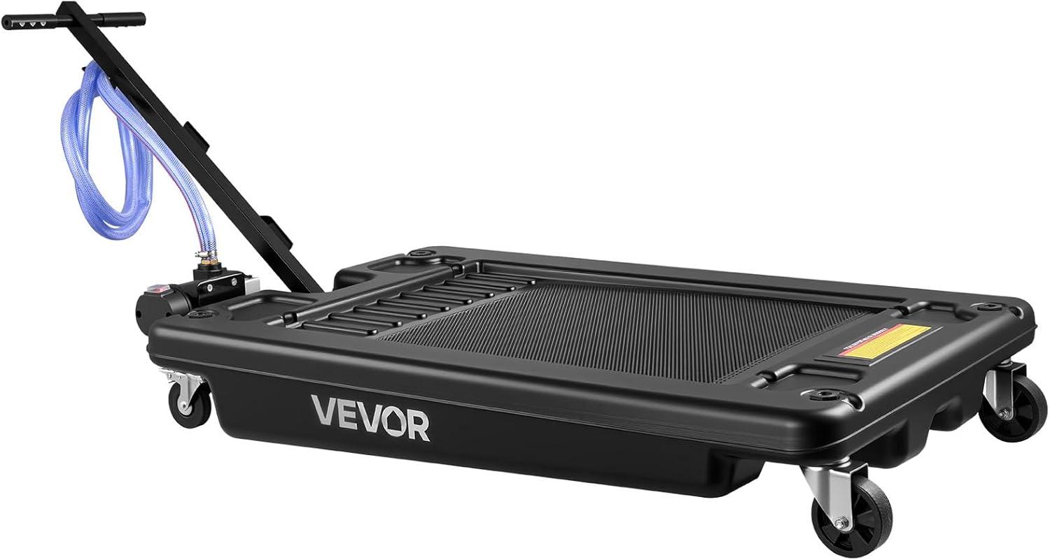 image:imageVEVOR Low Profile Oil Drain Pan 25 Gal Oil Drain Pan with 110V HighFlow Electric Pump Large Capacity Oil Change Pan with 72ft Hose amp Folding Handle Rolling Oil Drain Cart for Trucks Buses RVs17 Gallon