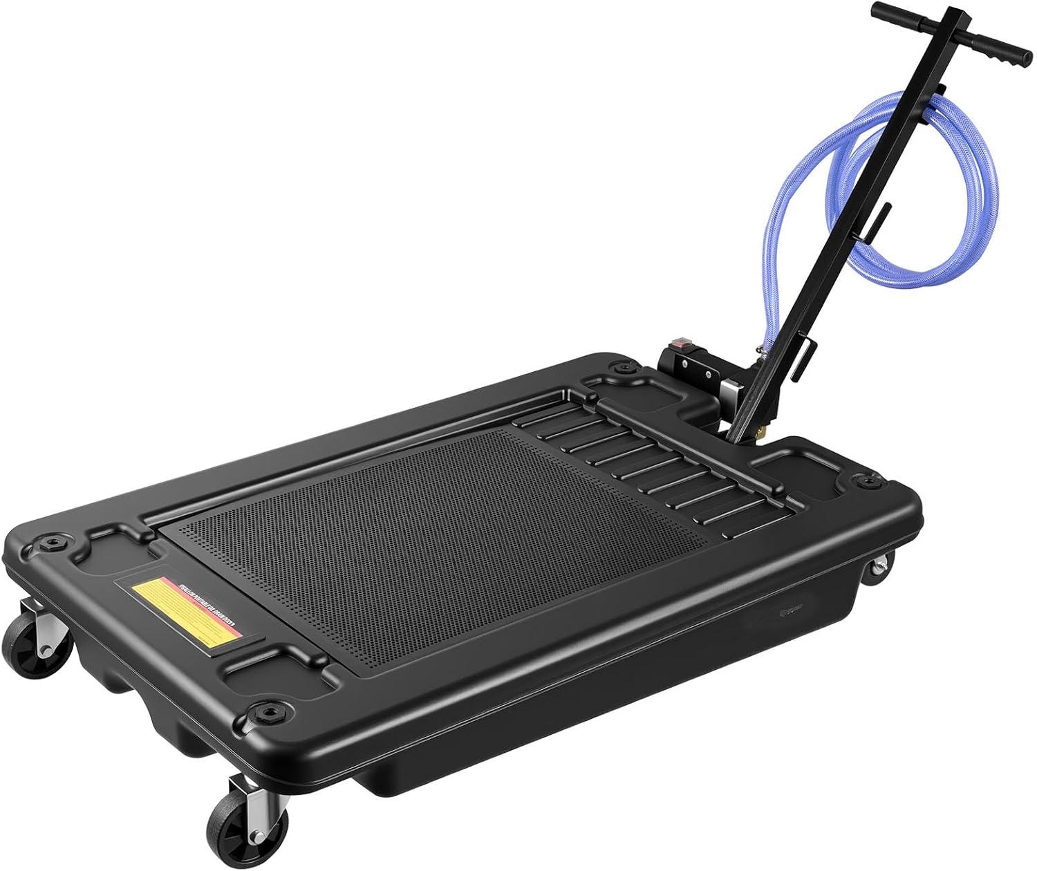 image:imageVEVOR Low Profile Oil Drain Pan 25 Gal Oil Drain Pan with 110V HighFlow Electric Pump Large Capacity Oil Change Pan with 72ft Hose amp Folding Handle Rolling Oil Drain Cart for Trucks Buses RVs17 Gallon