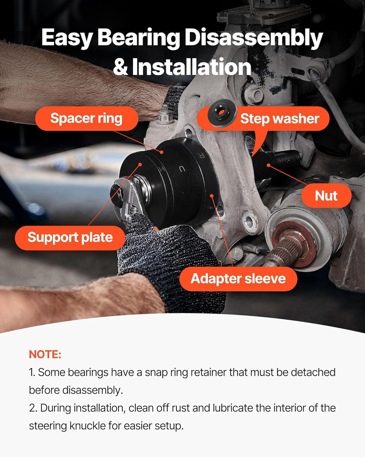 image:imageVEVOR Master Wheel Hub amp Bearing Remover amp Installer Kit Fits Most FrontWheel Drive Vehicles Front Wheel Bearing Removal Tool Wheel Bearing Installer Kit Easy Bearing Swaps with No Press Requiredmaster wheel bearing kit