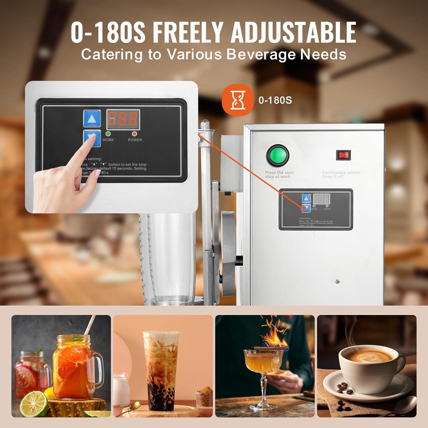 image:imageVEVOR Milk Tea Shaking Machine Electric Double Frame Milk Tea Shaker 0180s Adjustable Milk Shake Mixer Machine with Double 1000 ML PC Cups for Bubble Tea Boba Tea Juice Coffee Milk WineDouble 1000ML