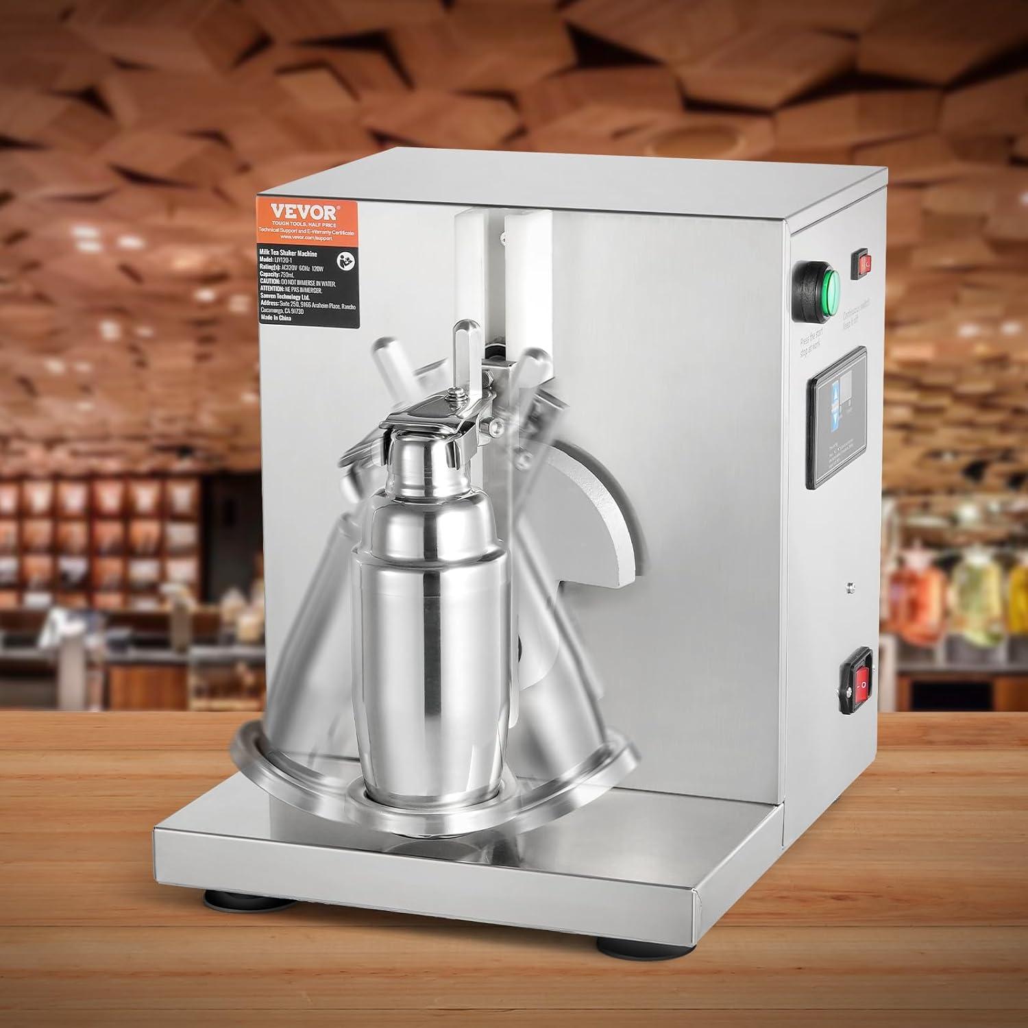 image:imageVEVOR Milk Tea Shaking Machine Electric Double Frame Milk Tea Shaker 0180s Adjustable Milk Shake Mixer Machine with Double 1000 ML PC Cups for Bubble Tea Boba Tea Juice Coffee Milk WineSingle 750ML