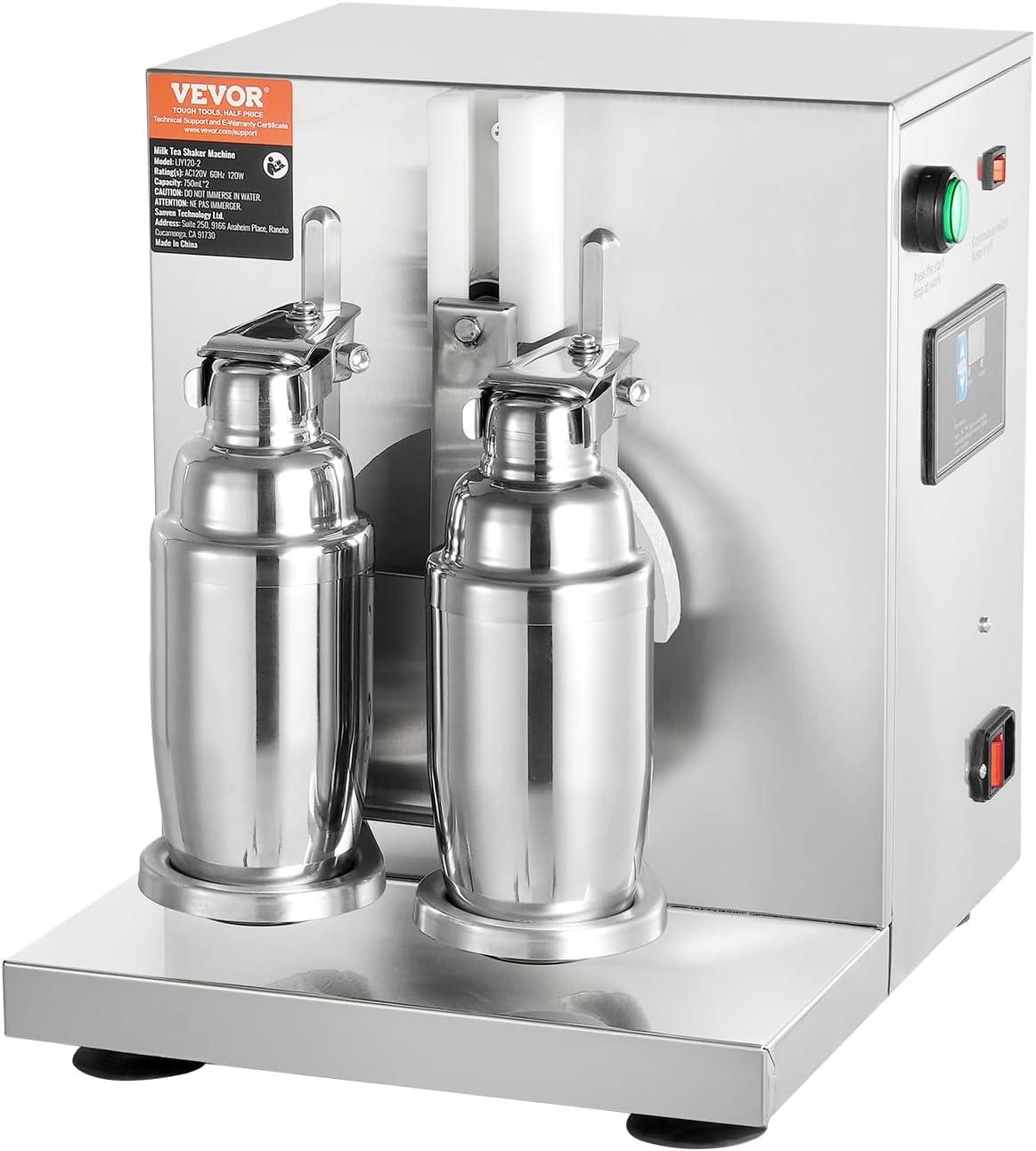 image:imageVEVOR Milk Tea Shaking Machine Electric Double Frame Milk Tea Shaker 0180s Adjustable Milk Shake Mixer Machine with Double 1000 ML PC Cups for Bubble Tea Boba Tea Juice Coffee Milk WineDouble 750ML