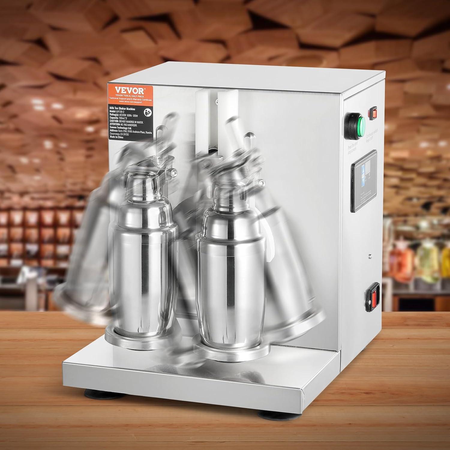 image:imageVEVOR Milk Tea Shaking Machine Electric Double Frame Milk Tea Shaker 0180s Adjustable Milk Shake Mixer Machine with Double 1000 ML PC Cups for Bubble Tea Boba Tea Juice Coffee Milk WineDouble 750ML