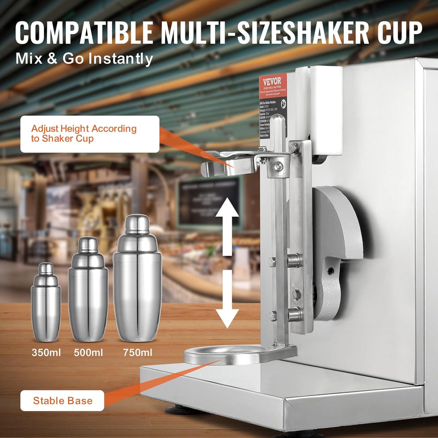 image:imageVEVOR Milk Tea Shaking Machine Electric Double Frame Milk Tea Shaker 0180s Adjustable Milk Shake Mixer Machine with Double 1000 ML PC Cups for Bubble Tea Boba Tea Juice Coffee Milk WineSingle 750ML