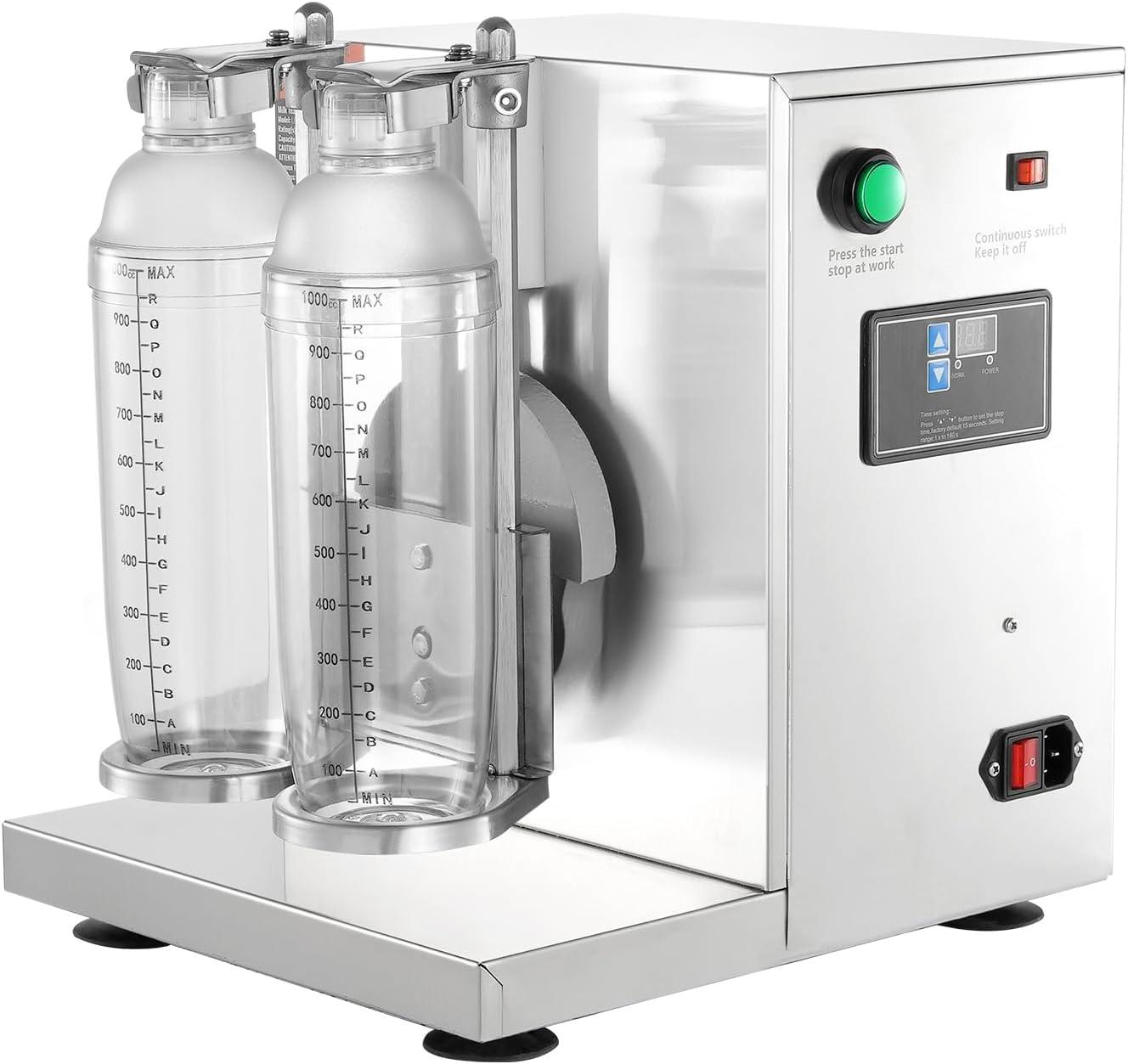 image:imageVEVOR Milk Tea Shaking Machine Electric Double Frame Milk Tea Shaker 0180s Adjustable Milk Shake Mixer Machine with Double 1000 ML PC Cups for Bubble Tea Boba Tea Juice Coffee Milk WineDouble 1000ML