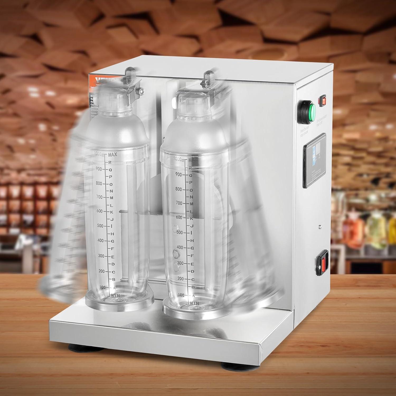 image:imageVEVOR Milk Tea Shaking Machine Electric Double Frame Milk Tea Shaker 0180s Adjustable Milk Shake Mixer Machine with Double 1000 ML PC Cups for Bubble Tea Boba Tea Juice Coffee Milk WineDouble 1000ML