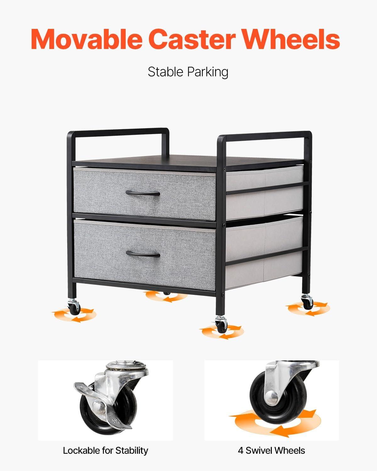 image:imageVEVOR Mini Fridge Stand with Storage 176 lbCapacity Mini Fridge Table with 2 Drawers amp 4 Swivel Wheels Mobile Mini Fridge Shelf Black Mini Fridge Organizer for Dorm Apartment Office BedroomGrey