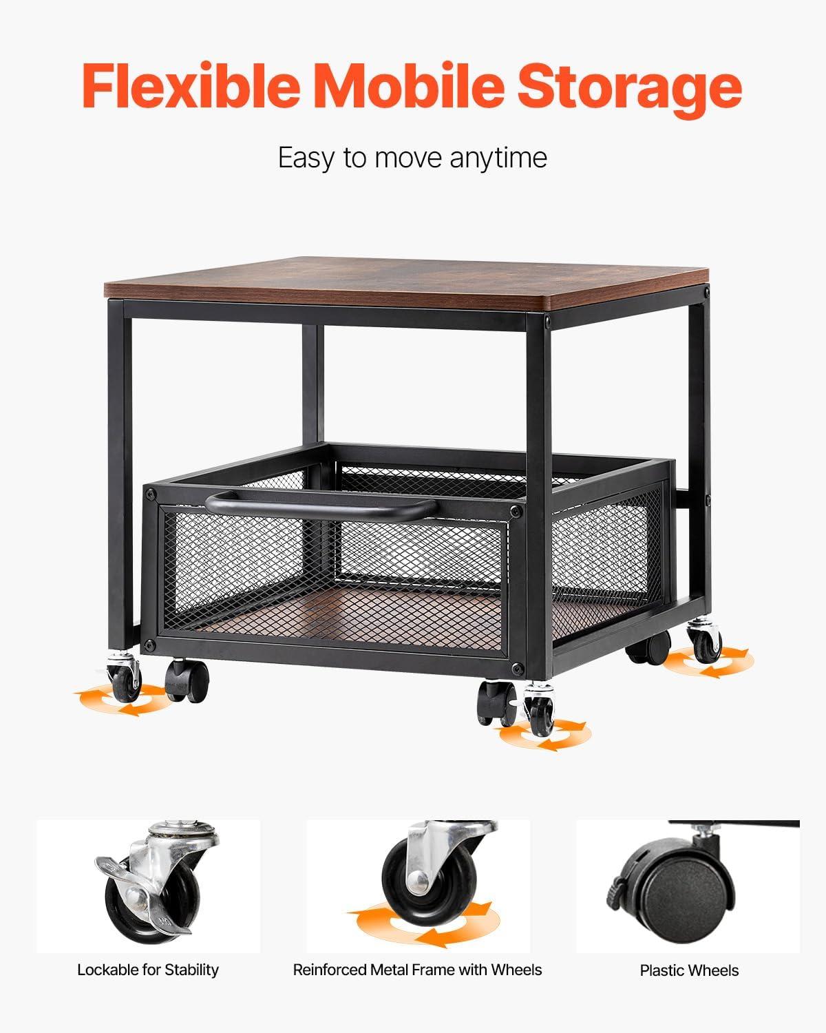 image:imageVEVOR Mini Fridge Stand with Storage 176 lbCapacity Mini Fridge Table with 2 Drawers amp 4 Swivel Wheels Mobile Mini Fridge Shelf Black Mini Fridge Organizer for Dorm Apartment Office BedroomDark Brown
