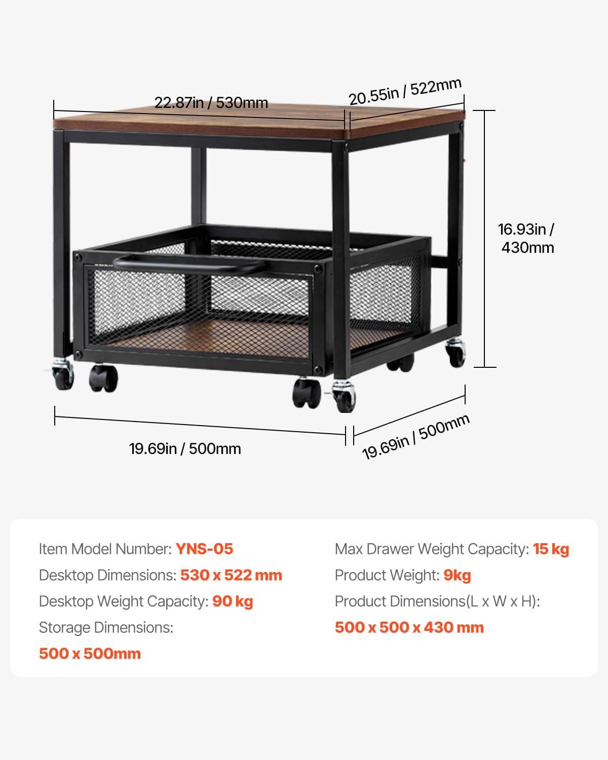 image:imageVEVOR Mini Fridge Stand with Storage 176 lbCapacity Mini Fridge Table with 2 Drawers amp 4 Swivel Wheels Mobile Mini Fridge Shelf Black Mini Fridge Organizer for Dorm Apartment Office BedroomLight Brown