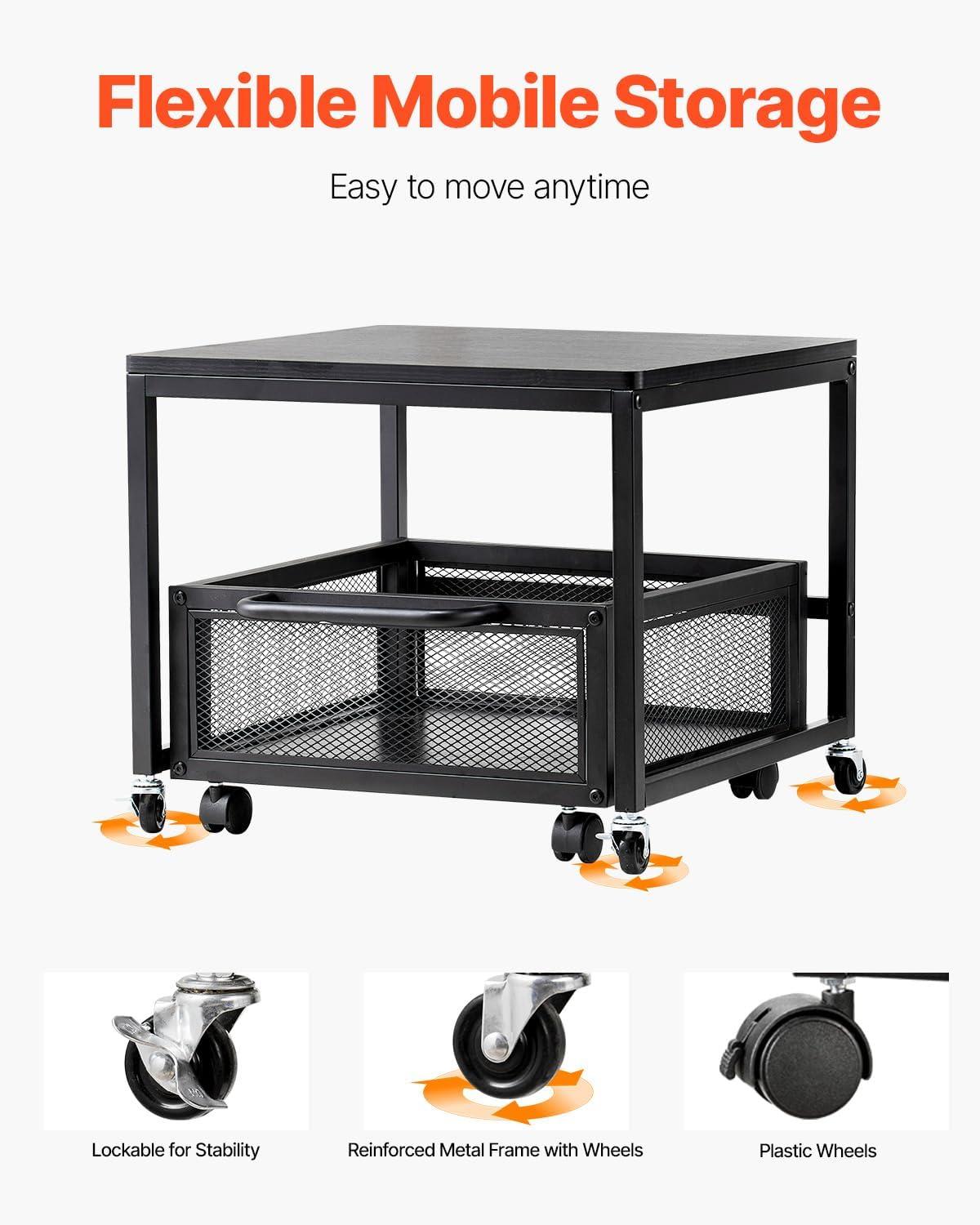 image:imageVEVOR Mini Fridge Stand with Storage 176 lbCapacity Mini Fridge Table with 2 Drawers amp 4 Swivel Wheels Mobile Mini Fridge Shelf Black Mini Fridge Organizer for Dorm Apartment Office BedroomBlack