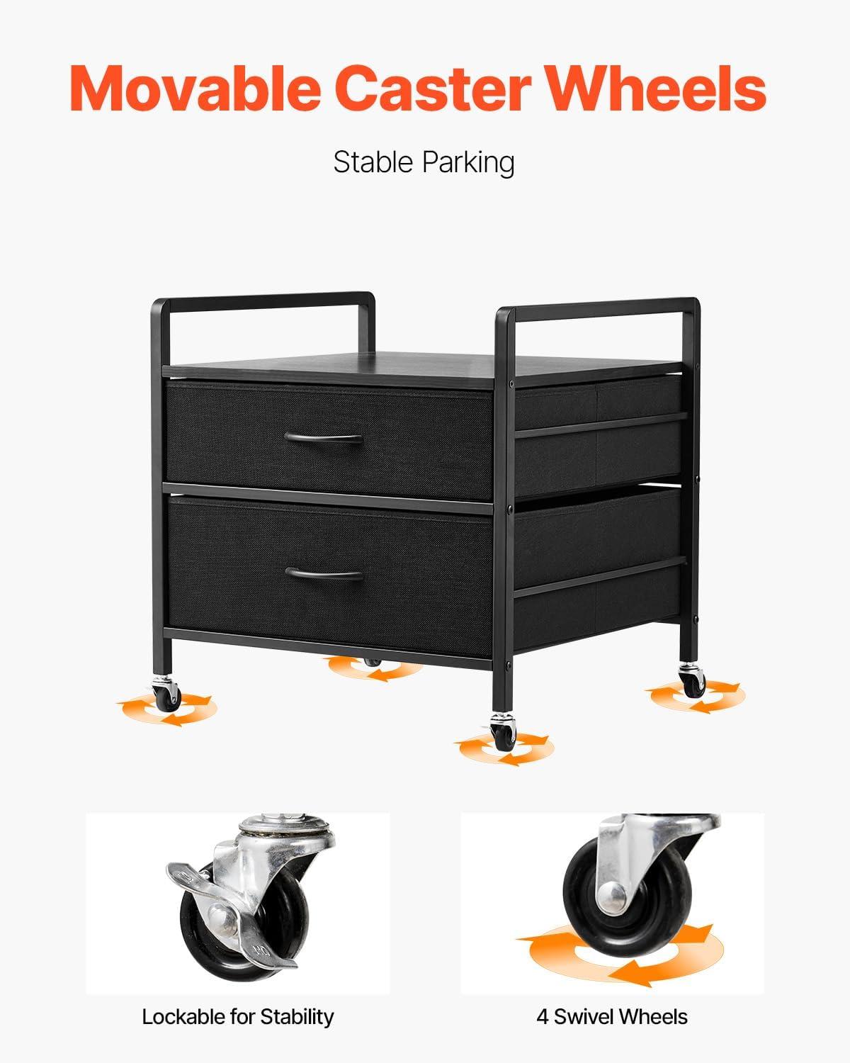 image:imageVEVOR Mini Fridge Stand with Storage 176 lbCapacity Mini Fridge Table with 2 Drawers amp 4 Swivel Wheels Mobile Mini Fridge Shelf Black Mini Fridge Organizer for Dorm Apartment Office BedroomBlack