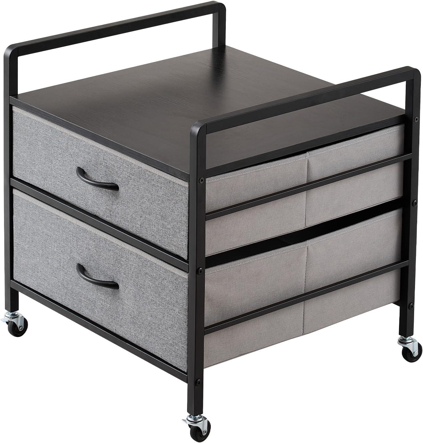 image:imageVEVOR Mini Fridge Stand with Storage 176 lbCapacity Mini Fridge Table with 2 Drawers amp 4 Swivel Wheels Mobile Mini Fridge Shelf Black Mini Fridge Organizer for Dorm Apartment Office BedroomGrey