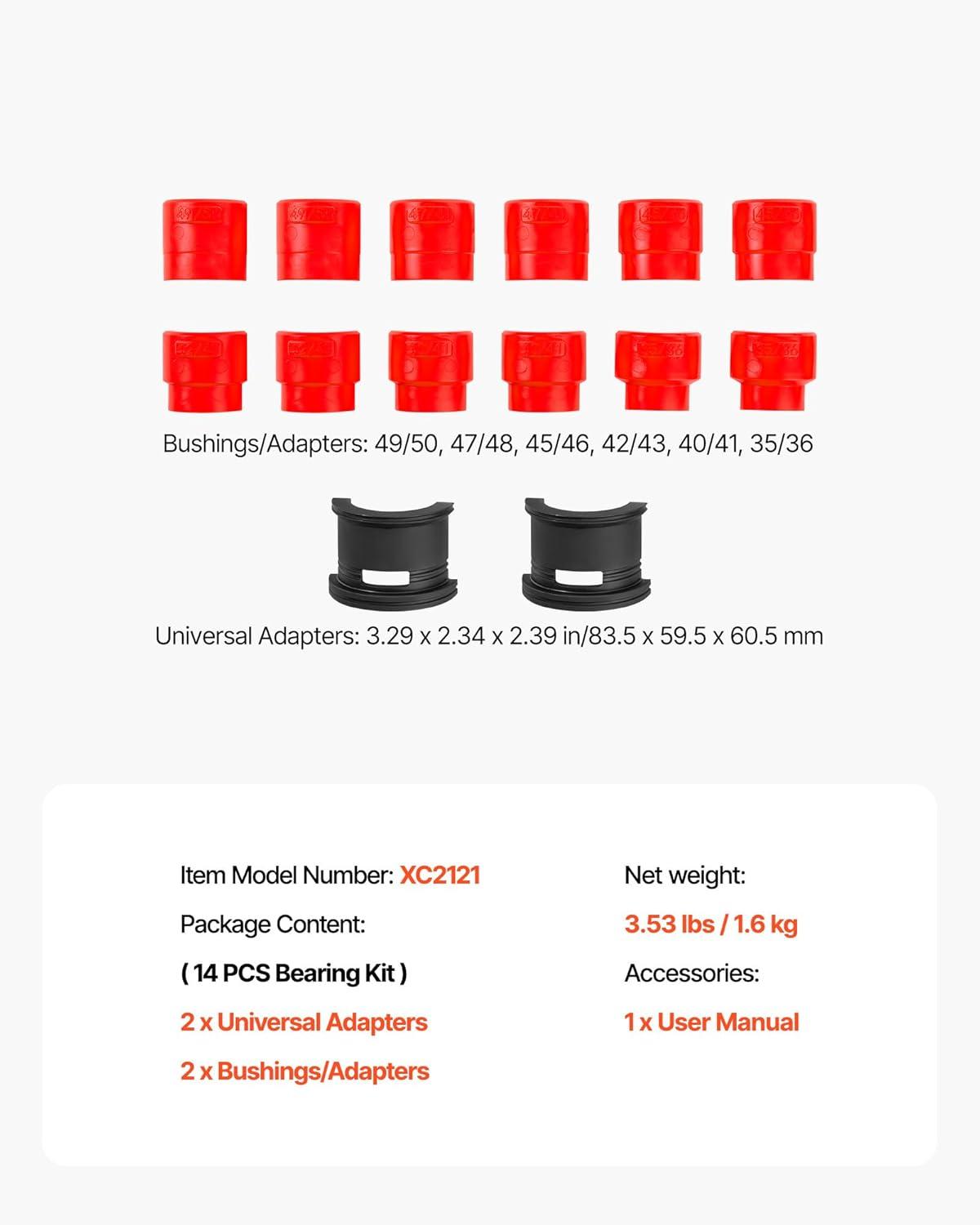 image:imageVEVOR Motorcycle Fork Seal Driver Tool Kit for 35mm50mm AdjustableUniversal Bike Bearing Race and Seal Driver Tool Set 14pcsbike fork seal driver