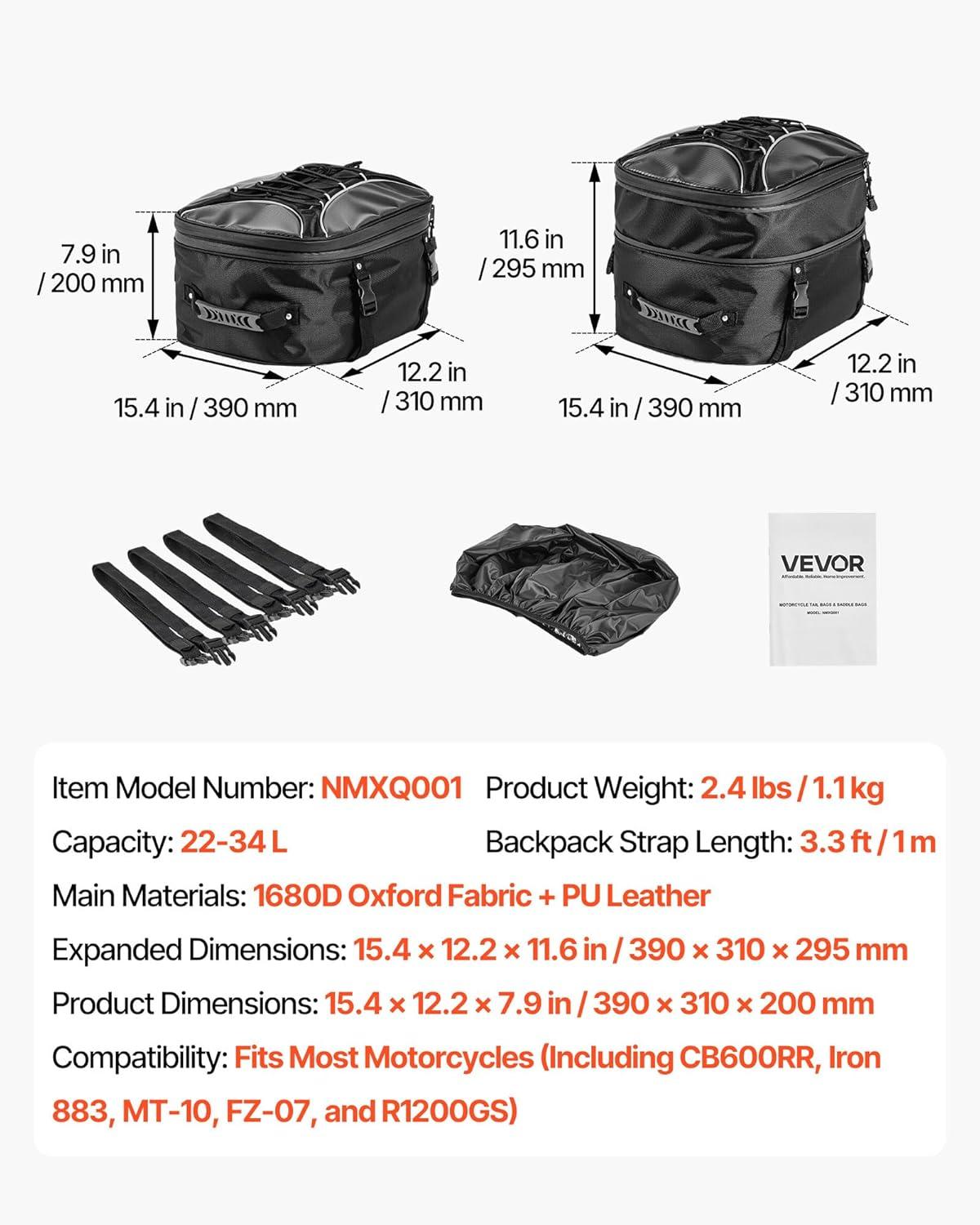 image:imageVEVOR Motorcycle Top Case 65L Universal Aluminum Alloy Motorbike Tail Box with Leather Lining Waterproof Detachable Motorcycle Top Box with Lock amp Back Cushion Fit for 99 of Motorcycle Frames2234 L
