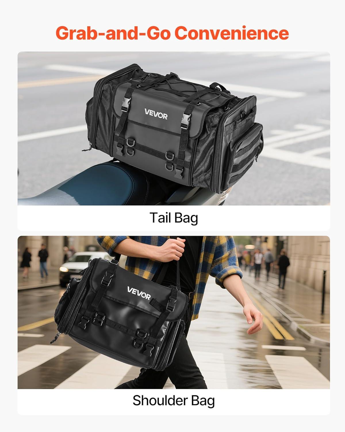 image:imageVEVOR Motorcycle Top Case 65L Universal Aluminum Alloy Motorbike Tail Box with Leather Lining Waterproof Detachable Motorcycle Top Box with Lock amp Back Cushion Fit for 99 of Motorcycle Frames4060 L
