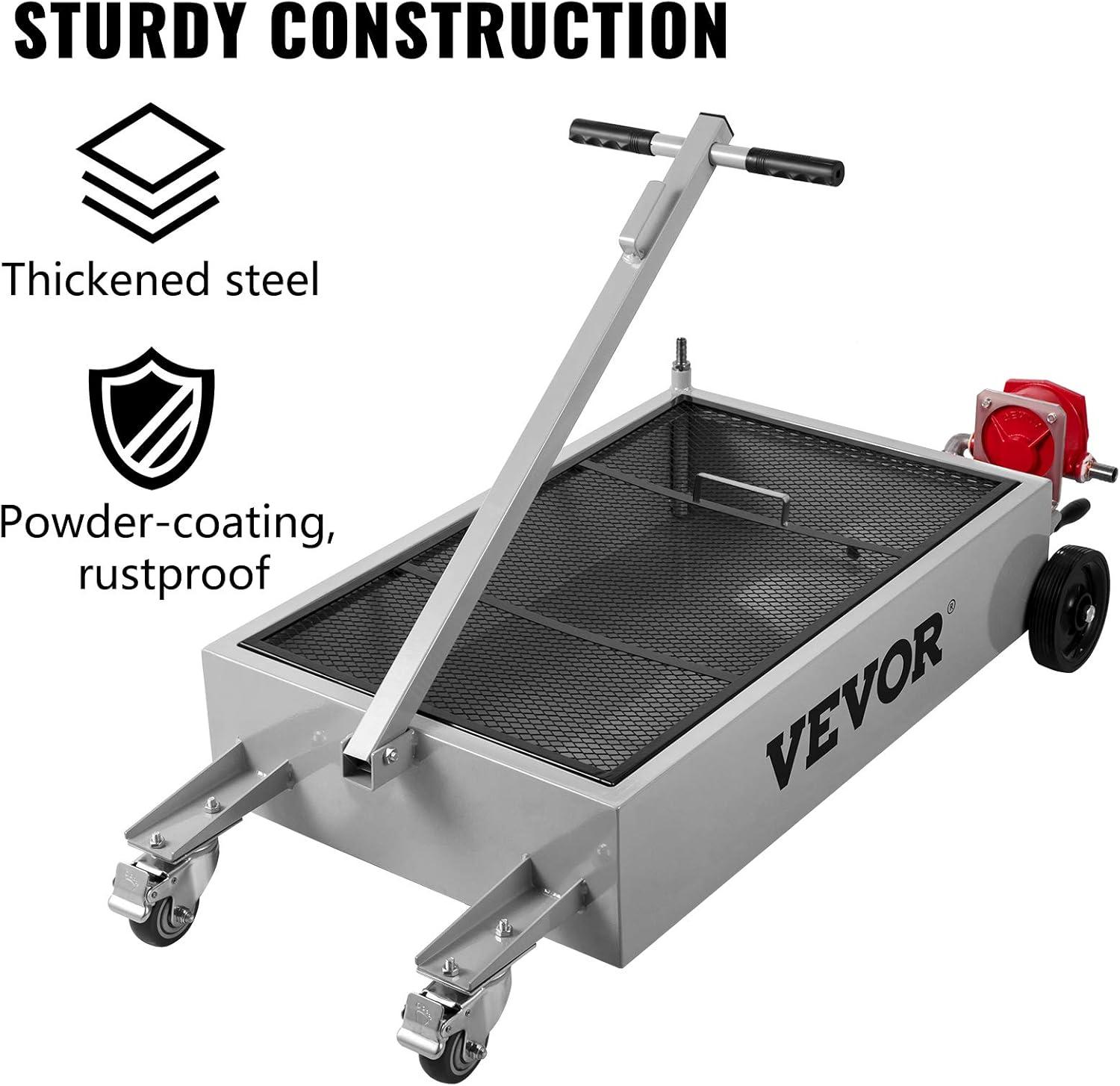 image:imageVEVOR Oil Drain Pan 15 Gallon Oil Drain Tank 57L Low Profile Oil Drain Pan Large Capacity Oil Change Pan Foldable Hand with Pump Hose Swivel Casters Wheels for Car SUV Trucks Oil DrainingHand Pump