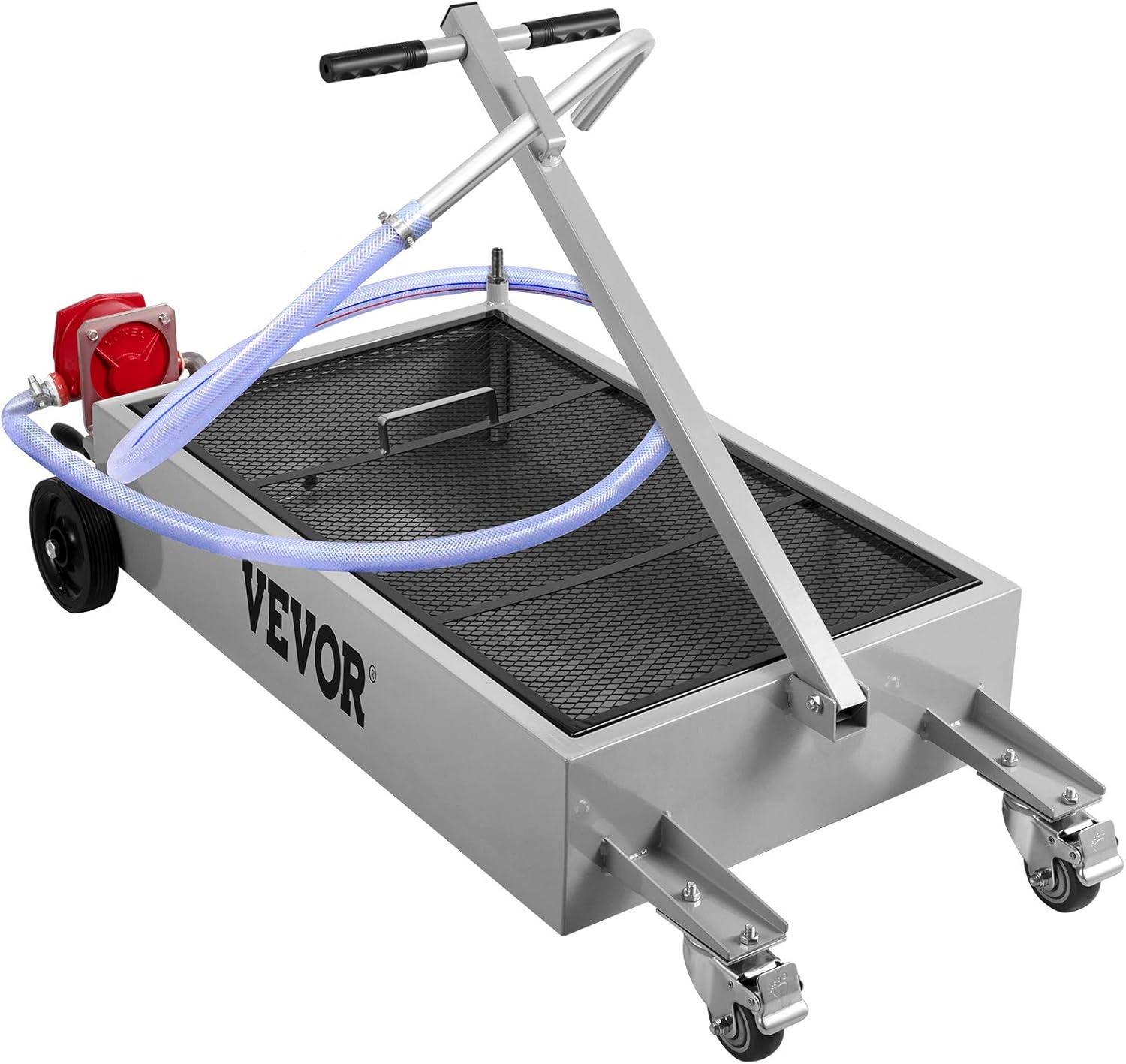 image:imageVEVOR Oil Drain Pan 15 Gallon Oil Drain Tank 57L Low Profile Oil Drain Pan Large Capacity Oil Change Pan Foldable Hand with Pump Hose Swivel Casters Wheels for Car SUV Trucks Oil DrainingHand Pump
