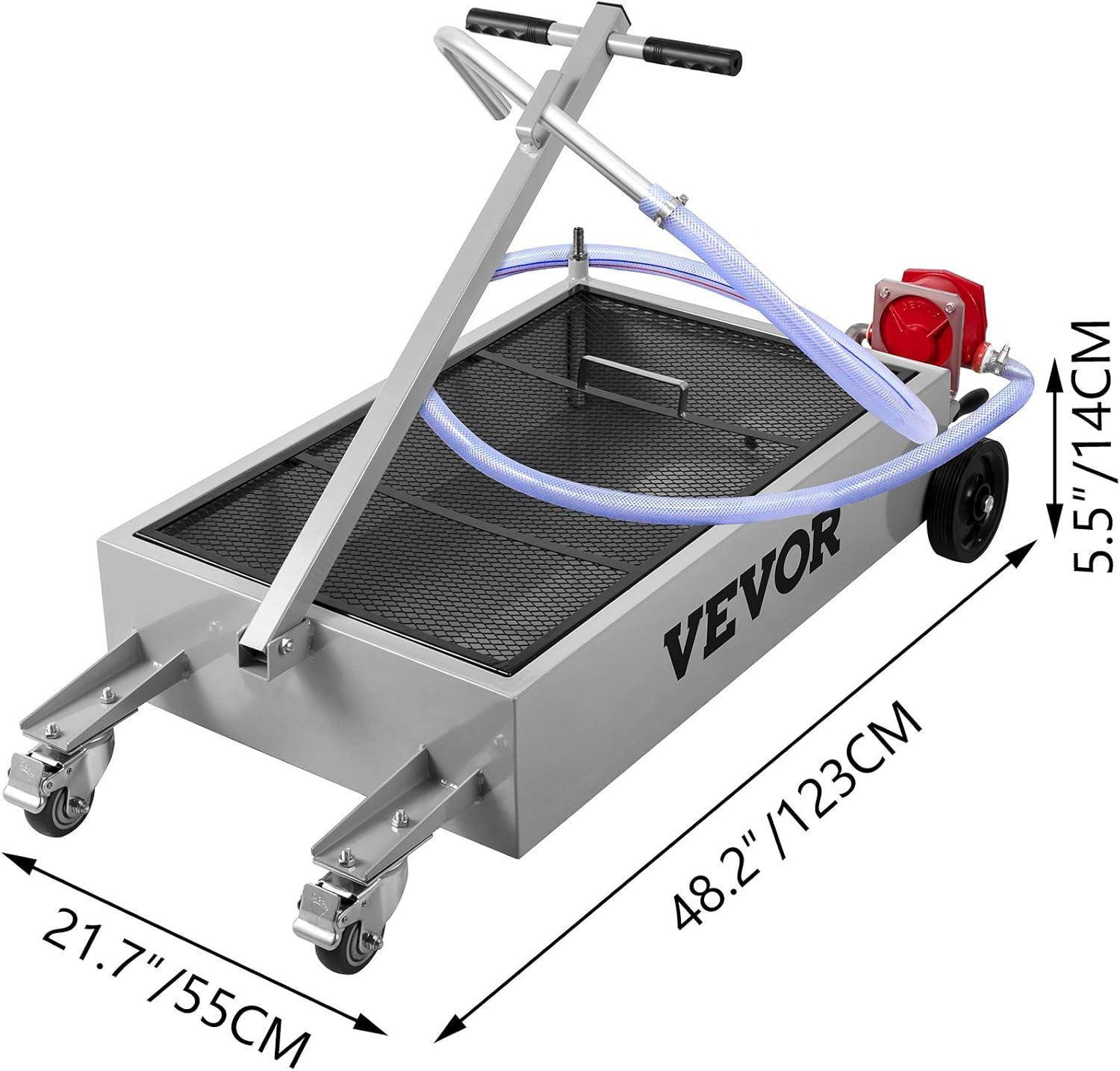 image:imageVEVOR Oil Drain Pan 15 Gallon Oil Drain Tank 57L Low Profile Oil Drain Pan Large Capacity Oil Change Pan Foldable Hand with Pump Hose Swivel Casters Wheels for Car SUV Trucks Oil DrainingHand Pump