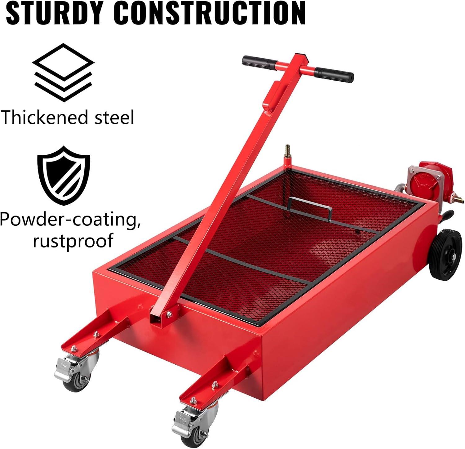 image:imageVEVOR Oil Drain Pan 18 Gallon Oil Drain Tank 68L Low Profile Oil Drain Pan Large Capacity Oil Change Pan Foldable Hand with Pump Hose Swivel Casters Wheels for Car SUV Trucks Oil Draining18 Gallon Hand Pump