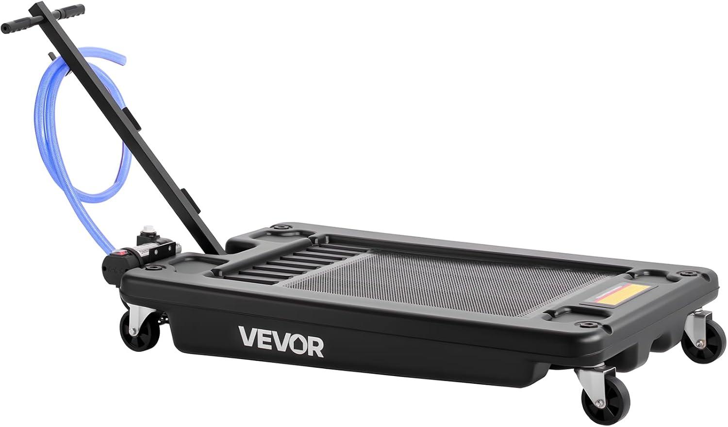 image:imageVEVOR Oil Drain Pan 18 Gallon Oil Drain Tank 68L Low Profile Oil Drain Pan Large Capacity Oil Change Pan Foldable Hand with Pump Hose Swivel Casters Wheels for Car SUV Trucks Oil Draining17 Gallon Electric Pump