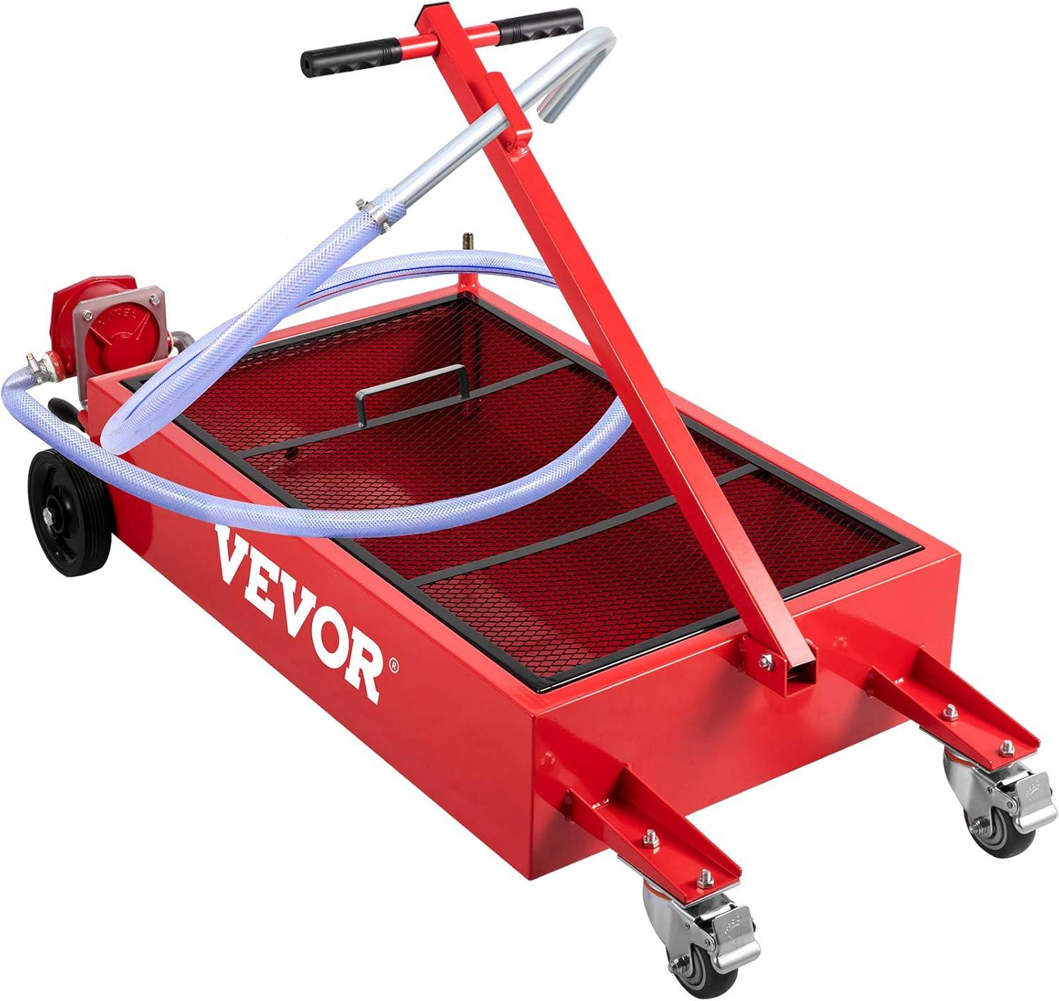 image:imageVEVOR Oil Drain Pan 18 Gallon Oil Drain Tank 68L Low Profile Oil Drain Pan Large Capacity Oil Change Pan Foldable Hand with Pump Hose Swivel Casters Wheels for Car SUV Trucks Oil Draining18 Gallon Hand Pump