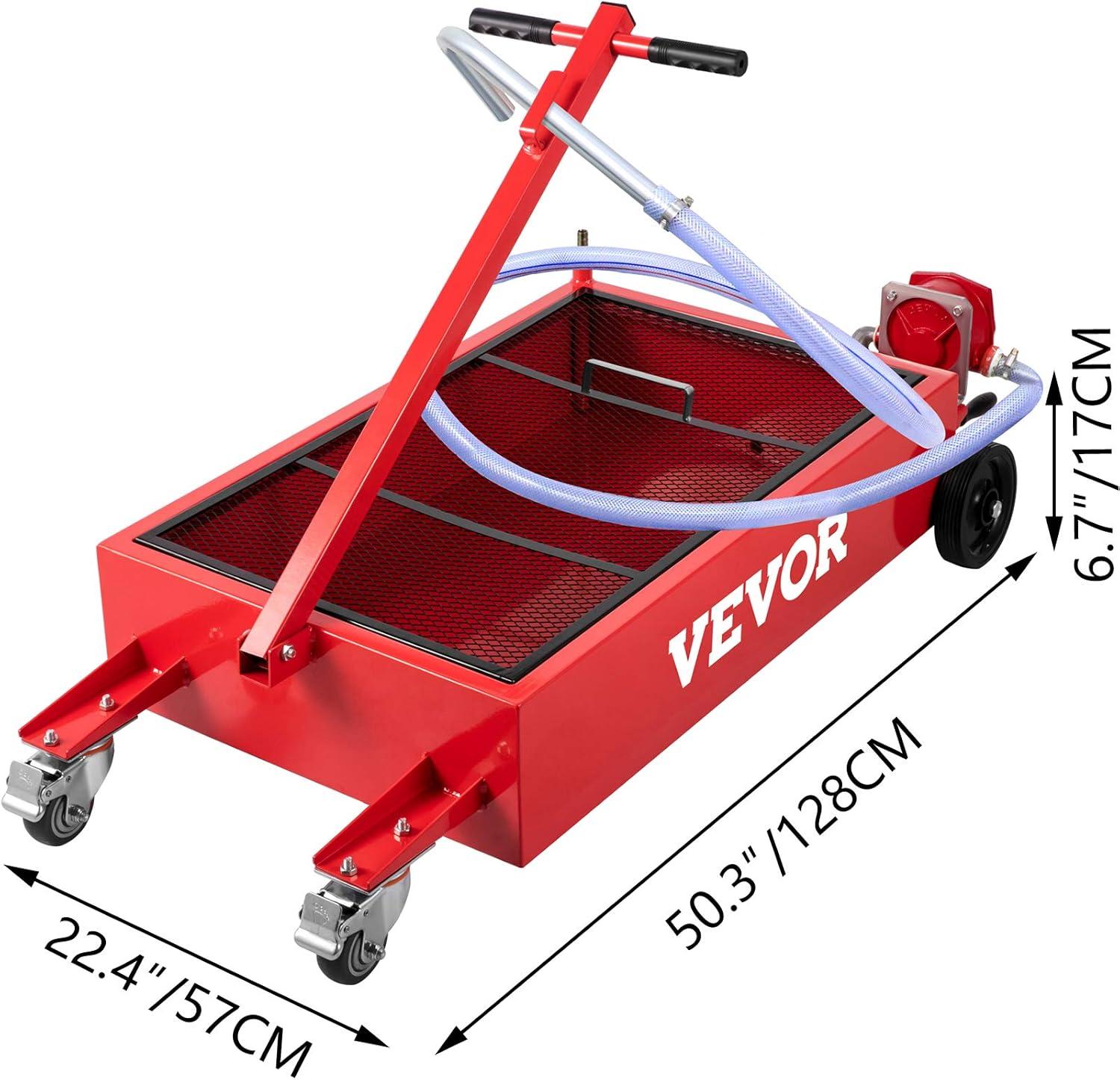image:imageVEVOR Oil Drain Pan 18 Gallon Oil Drain Tank 68L Low Profile Oil Drain Pan Large Capacity Oil Change Pan Foldable Hand with Pump Hose Swivel Casters Wheels for Car SUV Trucks Oil Draining18 Gallon Hand Pump