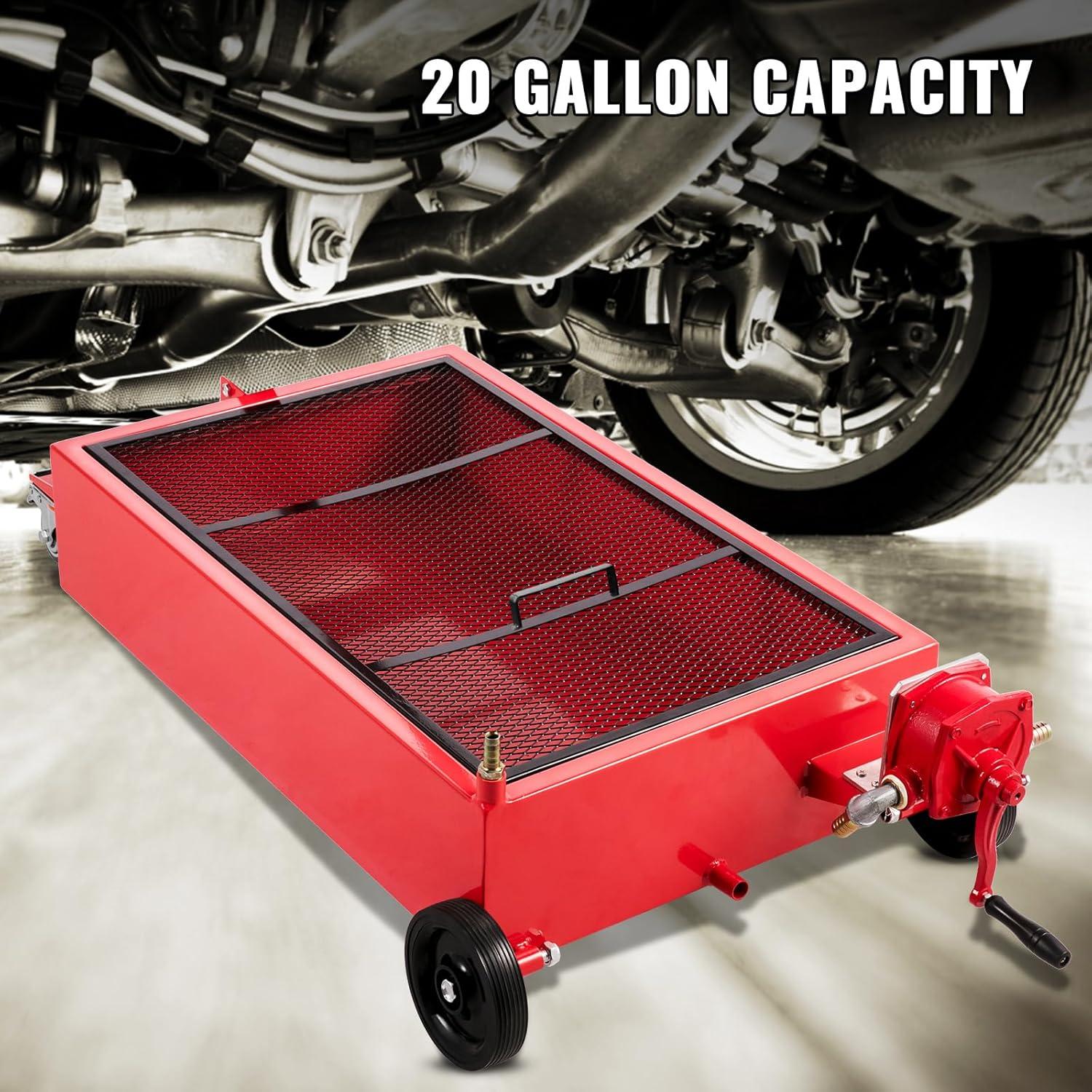 image:imageVEVOR Oil Drain Pan 18 Gallon Oil Drain Tank 68L Low Profile Oil Drain Pan Large Capacity Oil Change Pan Foldable Hand with Pump Hose Swivel Casters Wheels for Car SUV Trucks Oil Draining18 Gallon Hand Pump