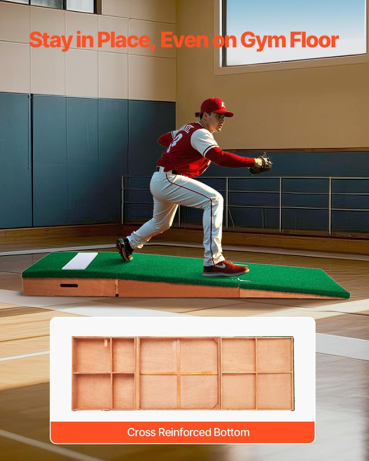 image:imageVEVOR Pitching Mound Baseball Game Mound IndoorOutdoor Pitching Practice and Training Equipment Softball Pitching Aids with Antifade Turf and Pitching RubberGreen
