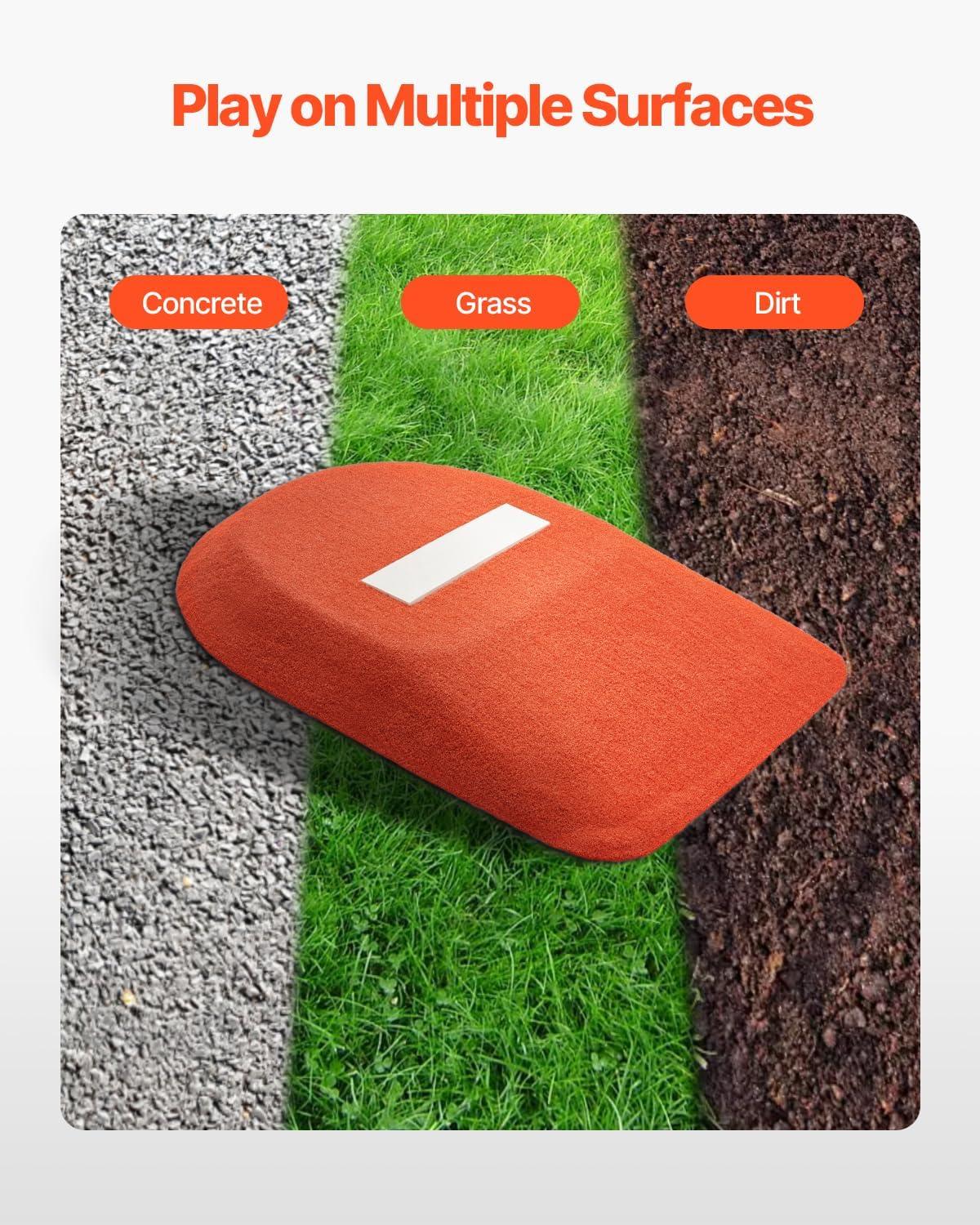 image:imageVEVOR Pitching Mound Baseball Game Mound IndoorOutdoor Pitching Practice and Training Equipment Softball Pitching Aids with Antifade Turf and Pitching RubberRed