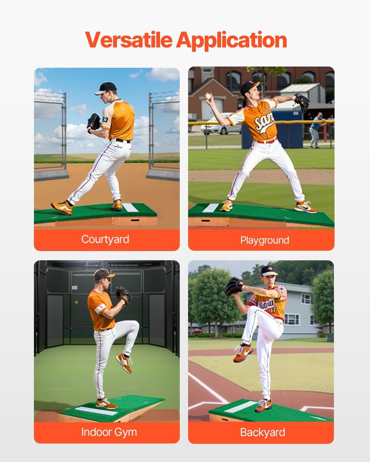 image:imageVEVOR Pitching Mound Baseball Game Mound IndoorOutdoor Pitching Practice and Training Equipment Softball Pitching Aids with Antifade Turf and Pitching RubberGreen