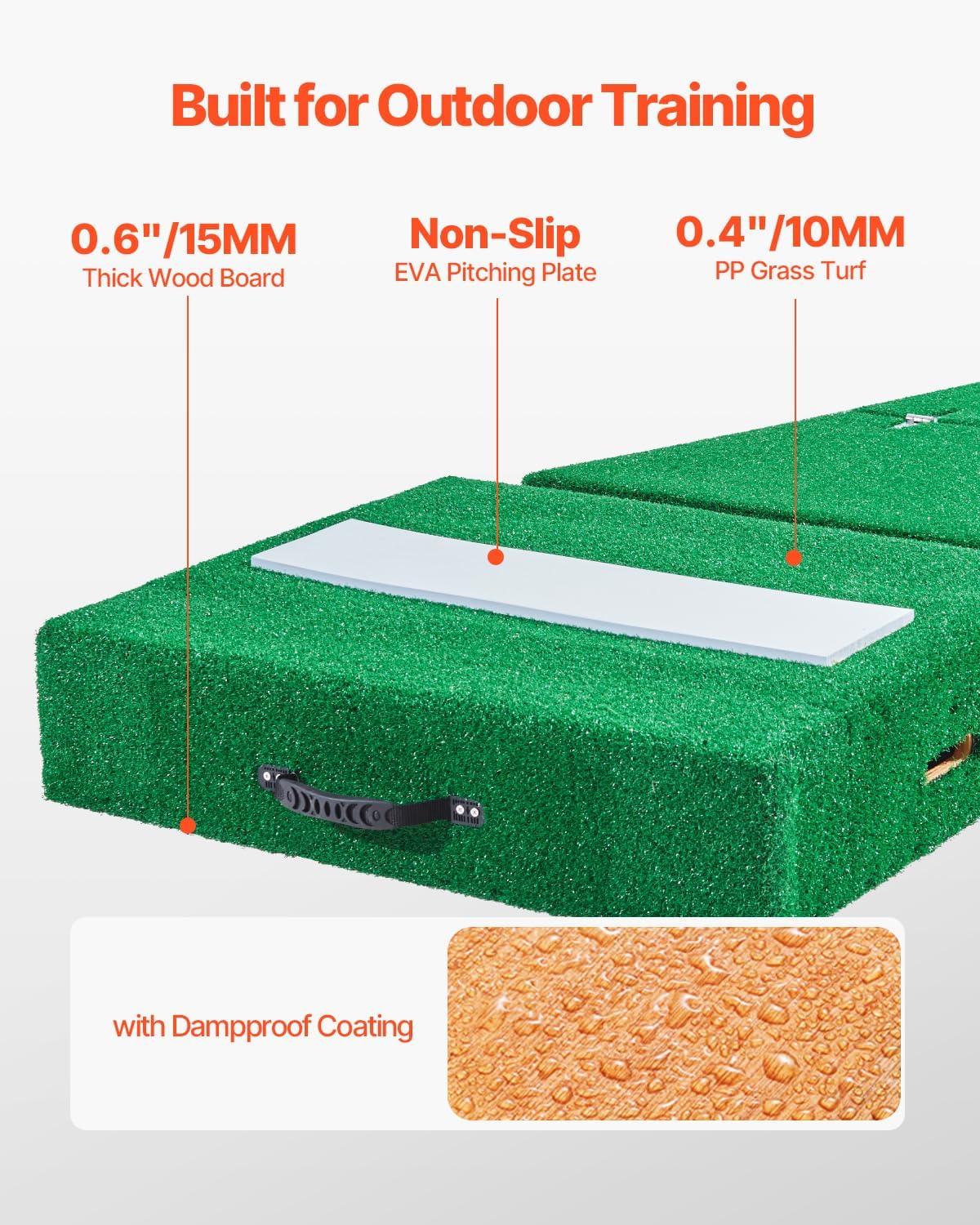 image:imageVEVOR Pitching Mound Baseball Game Mound IndoorOutdoor Pitching Practice and Training Equipment Softball Pitching Aids with Antifade Turf and Pitching RubberGreen