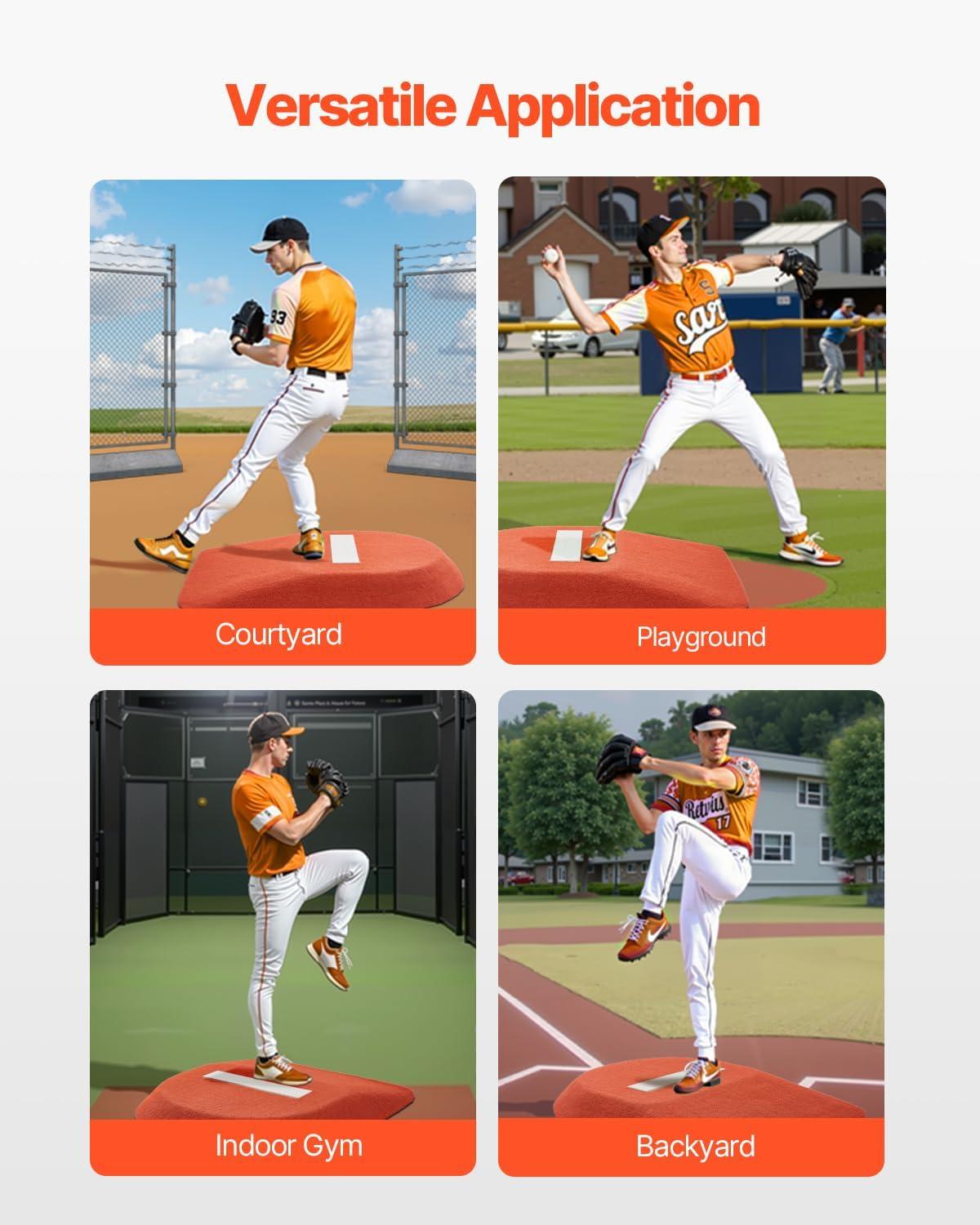 image:imageVEVOR Pitching Mound Baseball Game Mound IndoorOutdoor Pitching Practice and Training Equipment Softball Pitching Aids with Antifade Turf and Pitching RubberRed