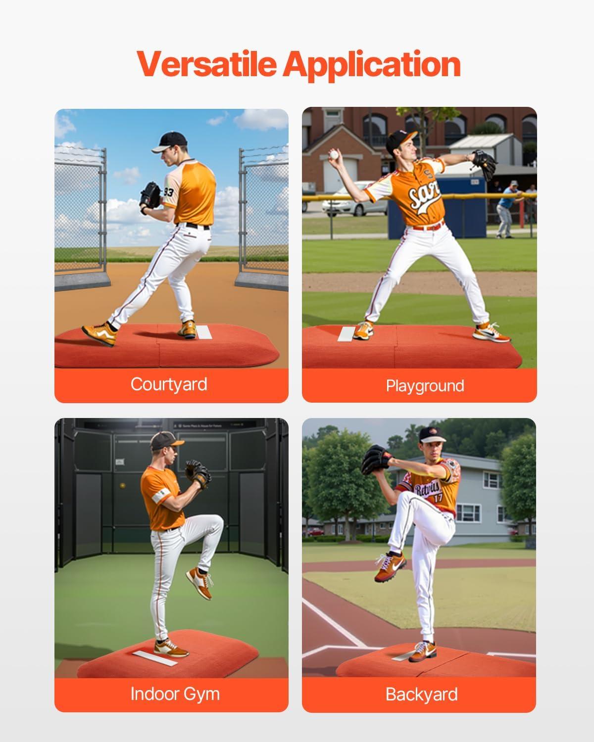 image:imageVEVOR Pitching Mound Baseball Game Mound IndoorOutdoor Pitching Practice and Training Equipment Softball Pitching Aids with Antifade Turf and Pitching RubberRed
