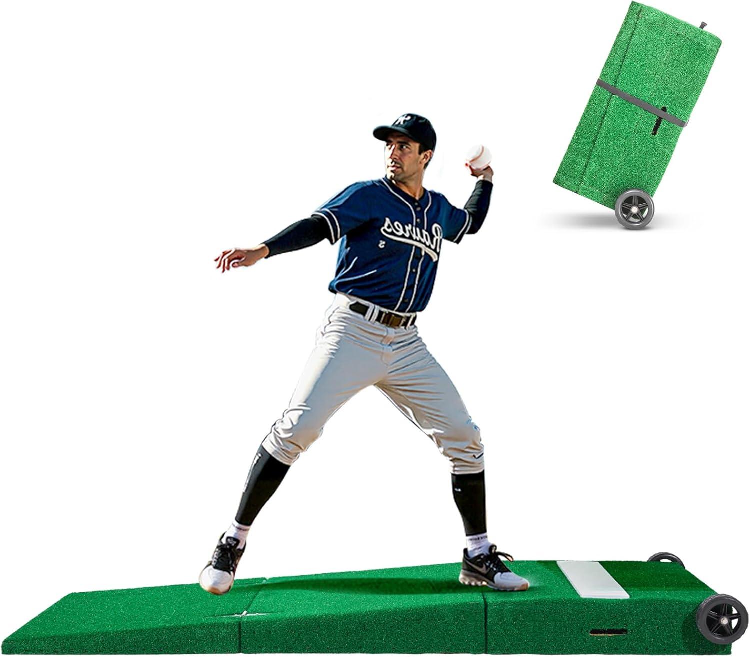 image:imageVEVOR Pitching Mound Baseball Game Mound IndoorOutdoor Pitching Practice and Training Equipment Softball Pitching Aids with Antifade Turf and Pitching RubberGreen