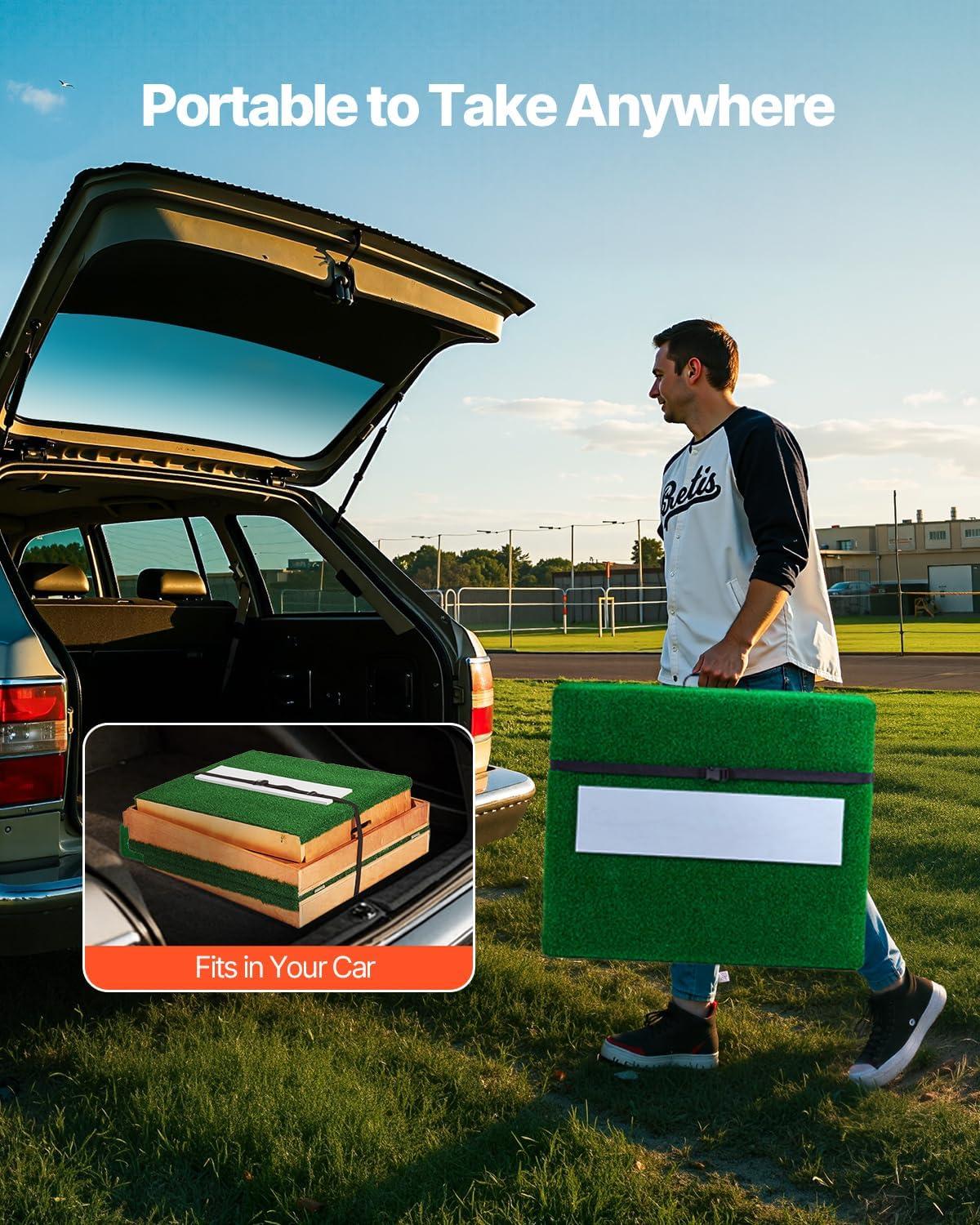 image:imageVEVOR Pitching Mound Baseball Game Mound IndoorOutdoor Pitching Practice and Training Equipment Softball Pitching Aids with Antifade Turf and Pitching RubberGreen