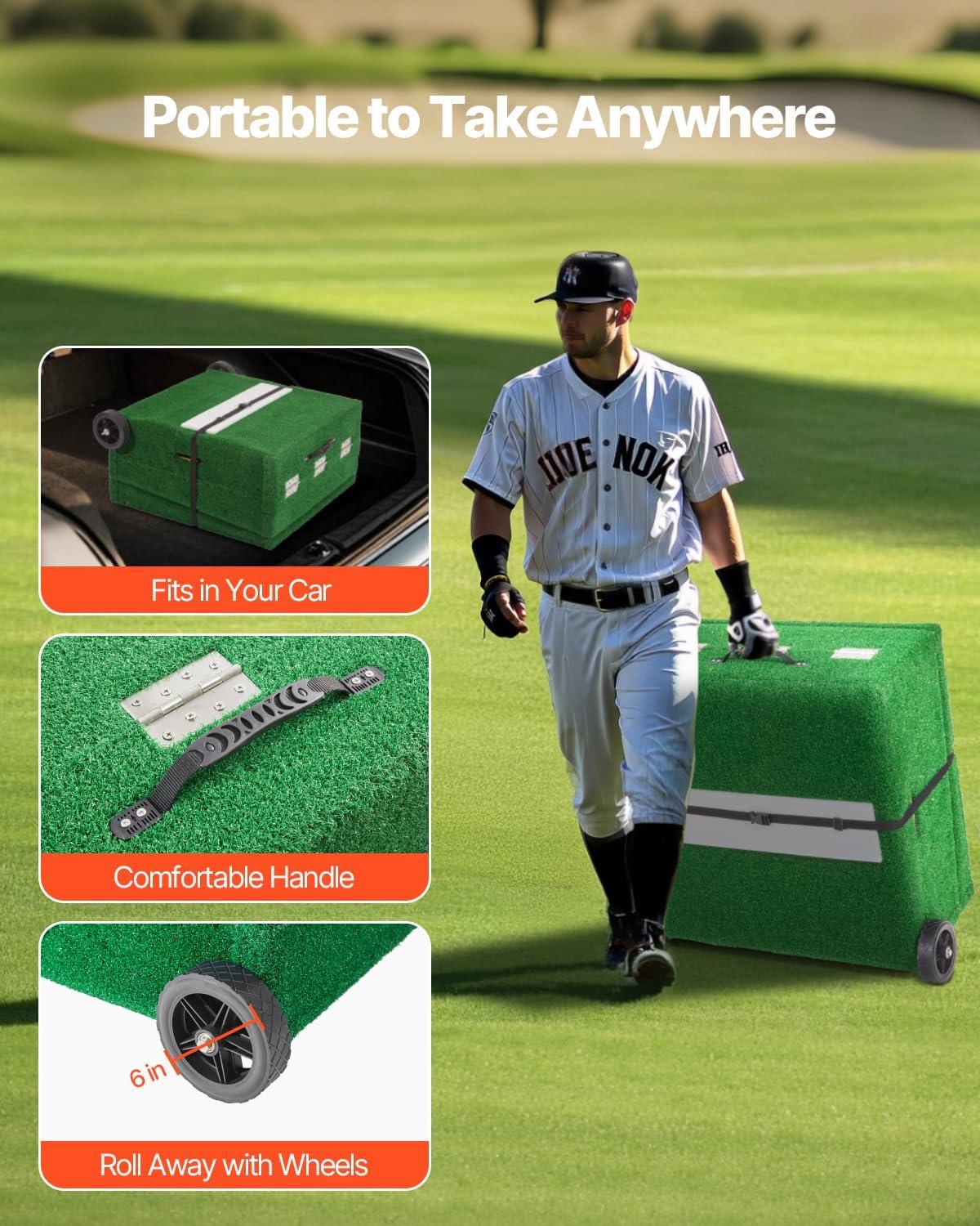 image:imageVEVOR Pitching Mound Baseball Game Mound IndoorOutdoor Pitching Practice and Training Equipment Softball Pitching Aids with Antifade Turf and Pitching RubberGreen