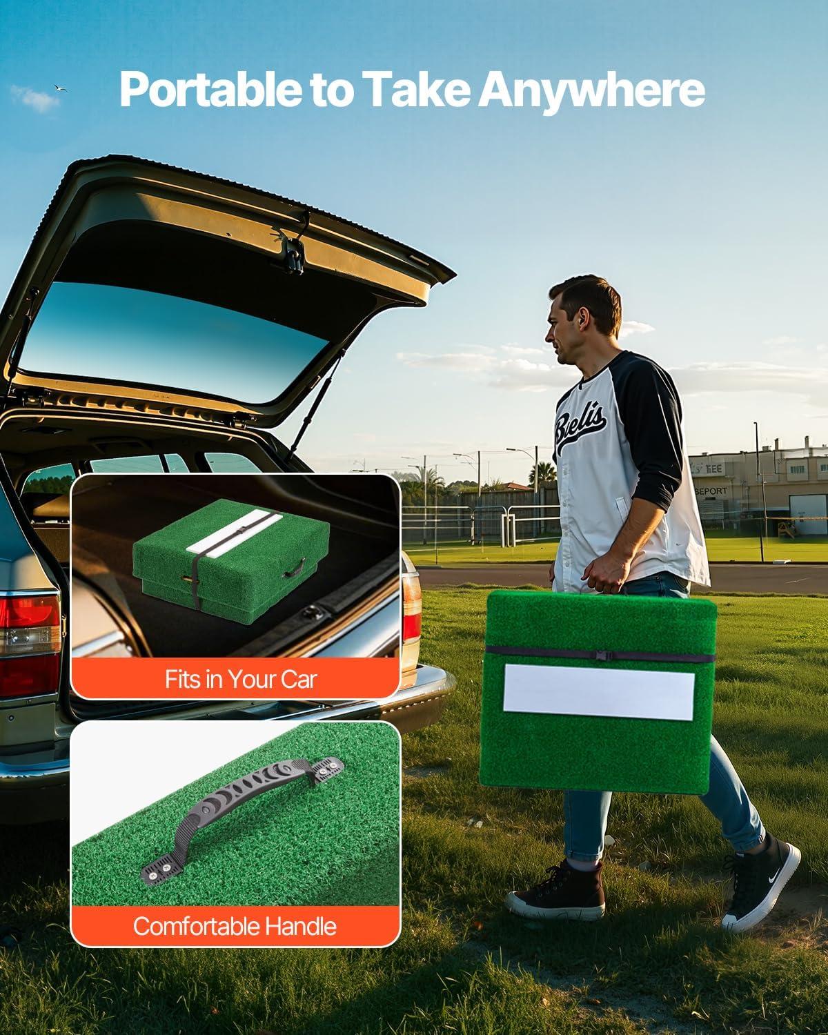 image:imageVEVOR Pitching Mound Baseball Game Mound IndoorOutdoor Pitching Practice and Training Equipment Softball Pitching Aids with Antifade Turf and Pitching RubberGreen