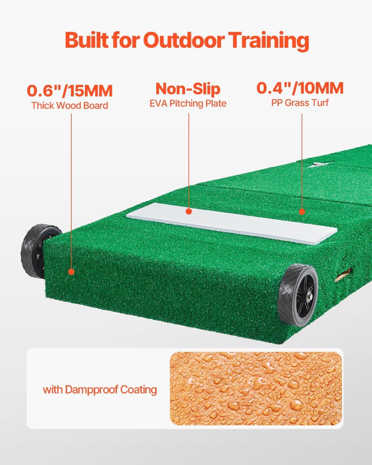image:imageVEVOR Pitching Mound Baseball Game Mound IndoorOutdoor Pitching Practice and Training Equipment Softball Pitching Aids with Antifade Turf and Pitching RubberGreen