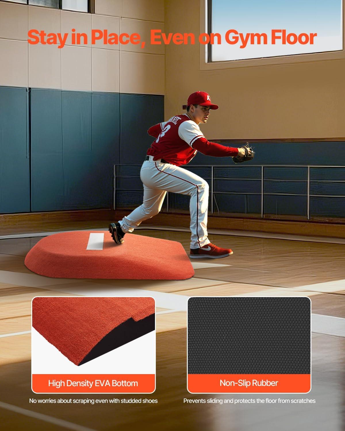 image:imageVEVOR Pitching Mound Baseball Game Mound IndoorOutdoor Pitching Practice and Training Equipment Softball Pitching Aids with Antifade Turf and Pitching RubberRed