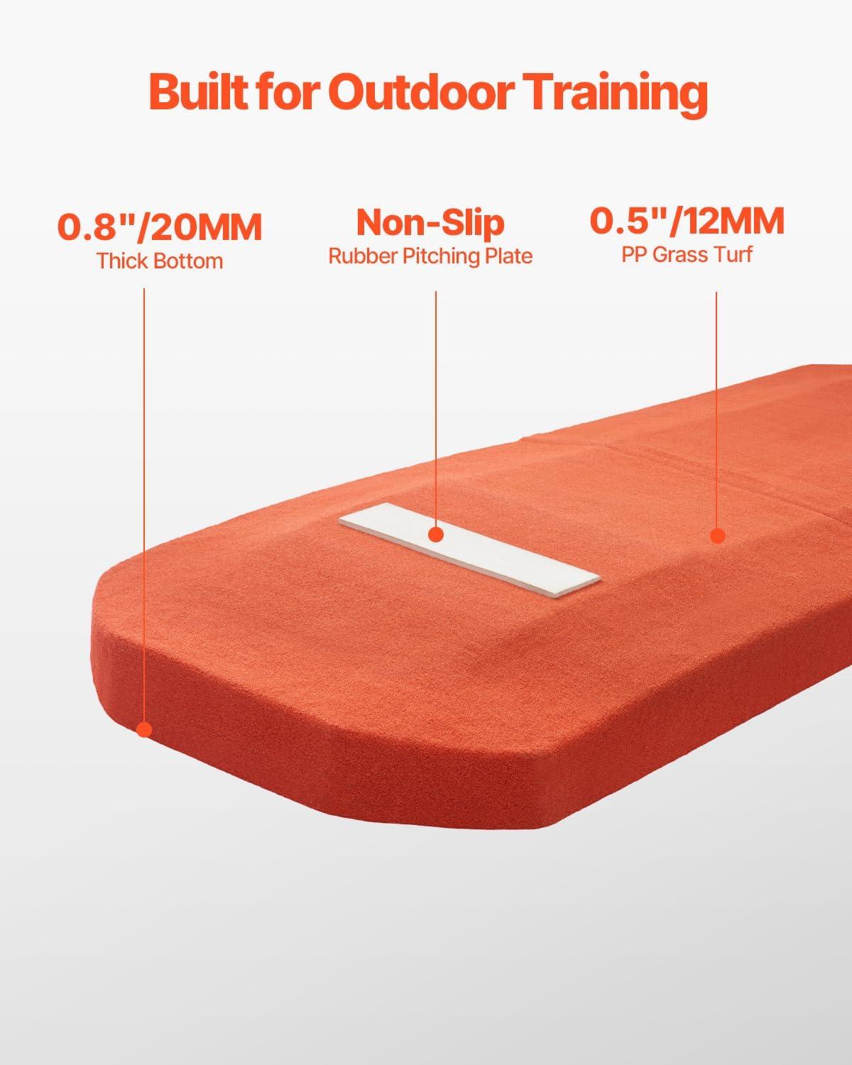 image:imageVEVOR Pitching Mound Baseball Game Mound IndoorOutdoor Pitching Practice and Training Equipment Softball Pitching Aids with Antifade Turf and Pitching RubberRed