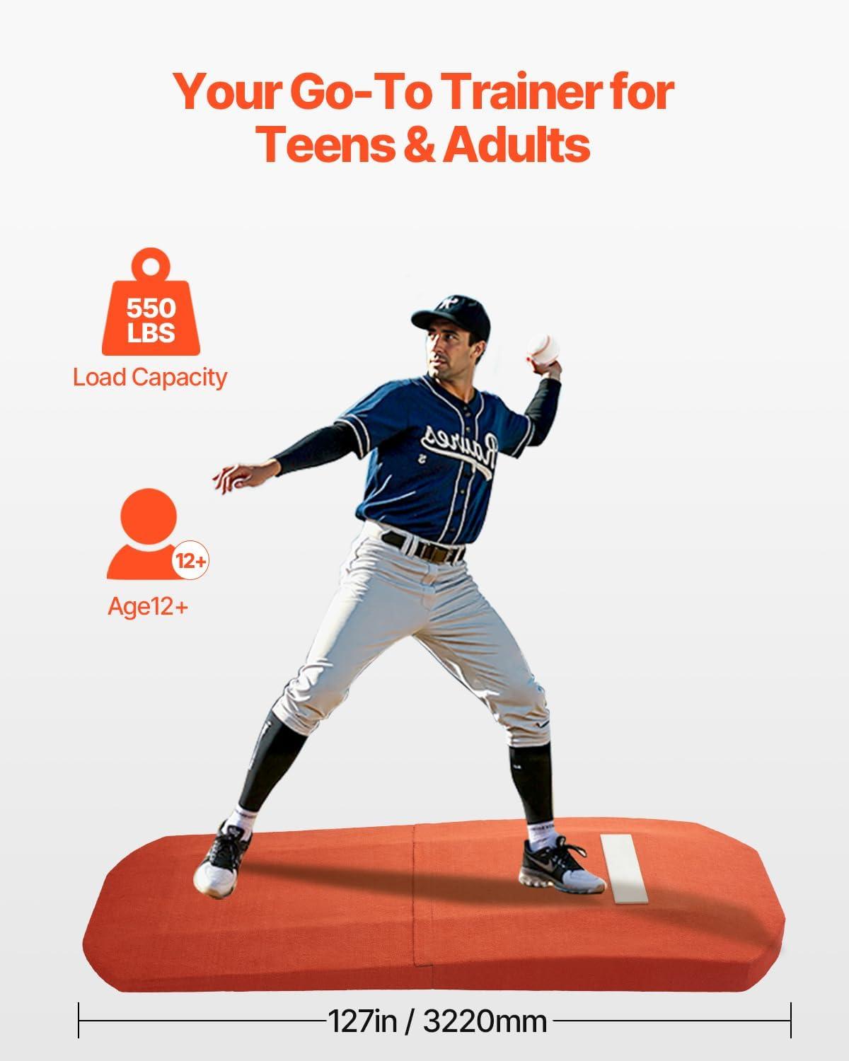 image:imageVEVOR Pitching Mound Baseball Game Mound IndoorOutdoor Pitching Practice and Training Equipment Softball Pitching Aids with Antifade Turf and Pitching RubberRed