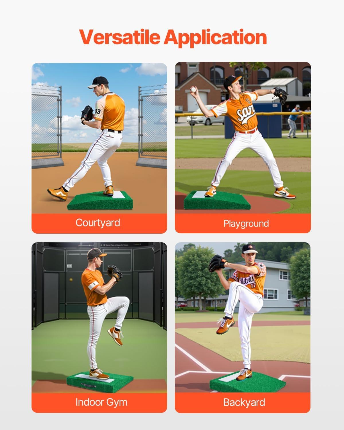 image:imageVEVOR Pitching Mound Baseball Game Mound IndoorOutdoor Pitching Practice and Training Equipment Softball Pitching Aids with Antifade Turf and Pitching RubberGreen