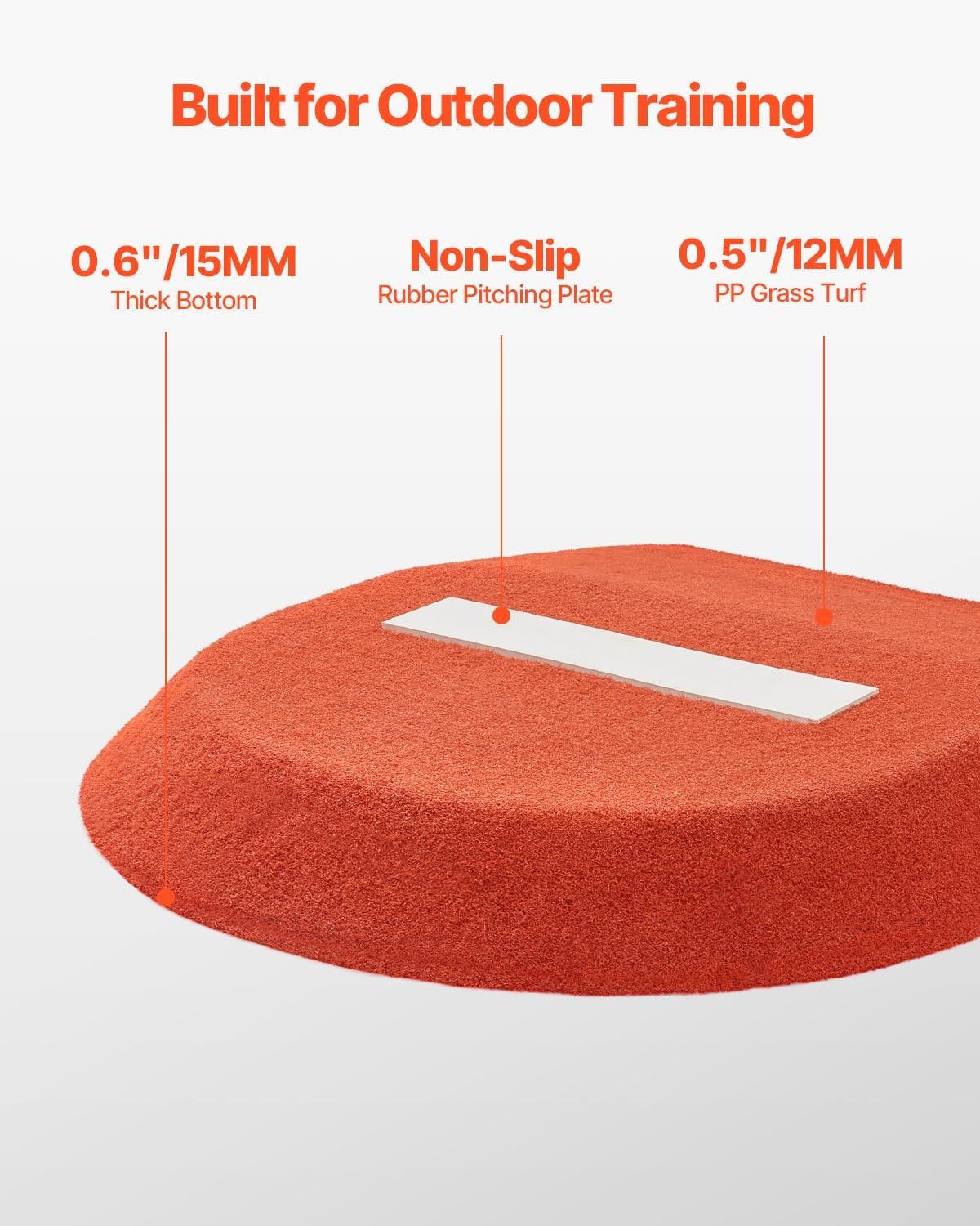 image:imageVEVOR Pitching Mound Baseball Game Mound IndoorOutdoor Pitching Practice and Training Equipment Softball Pitching Aids with Antifade Turf and Pitching RubberRed