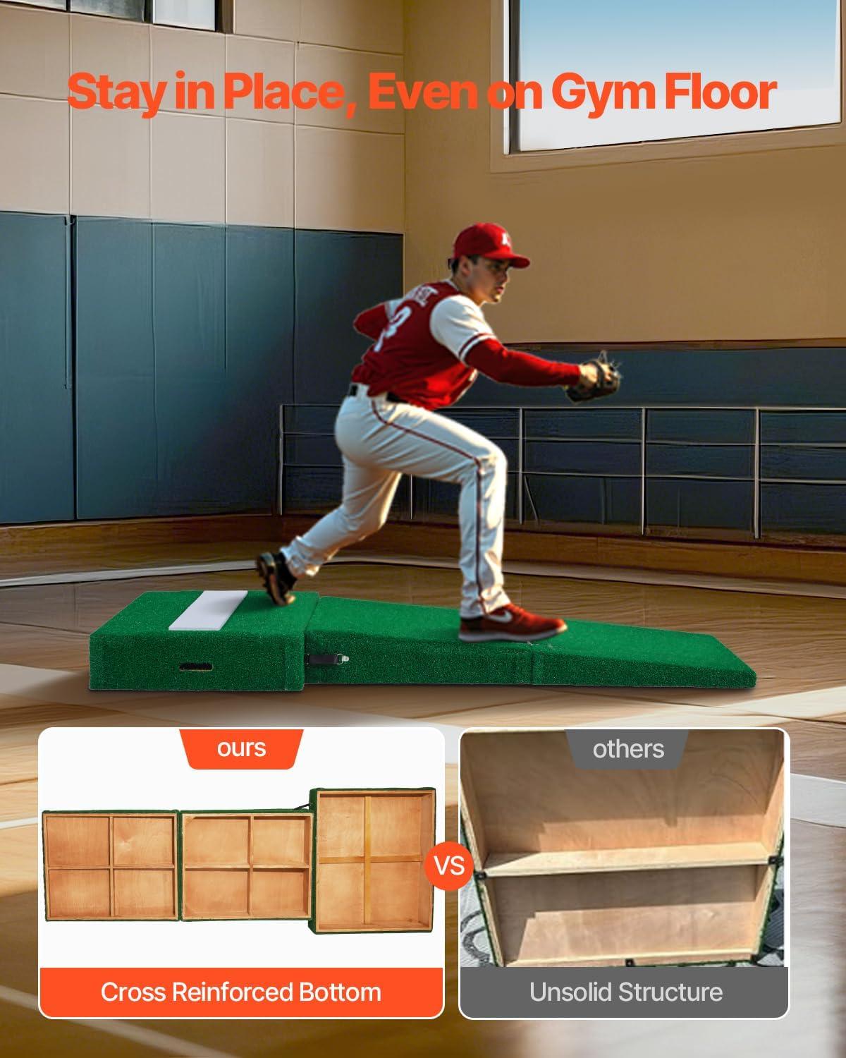 image:imageVEVOR Pitching Mound Baseball Game Mound IndoorOutdoor Pitching Practice and Training Equipment Softball Pitching Aids with Antifade Turf and Pitching RubberGreen