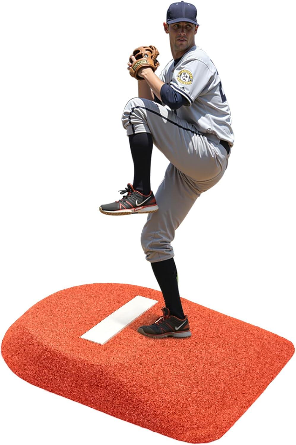 image:imageVEVOR Pitching Mound Baseball Game Mound IndoorOutdoor Pitching Practice and Training Equipment Softball Pitching Aids with Antifade Turf and Pitching RubberRed