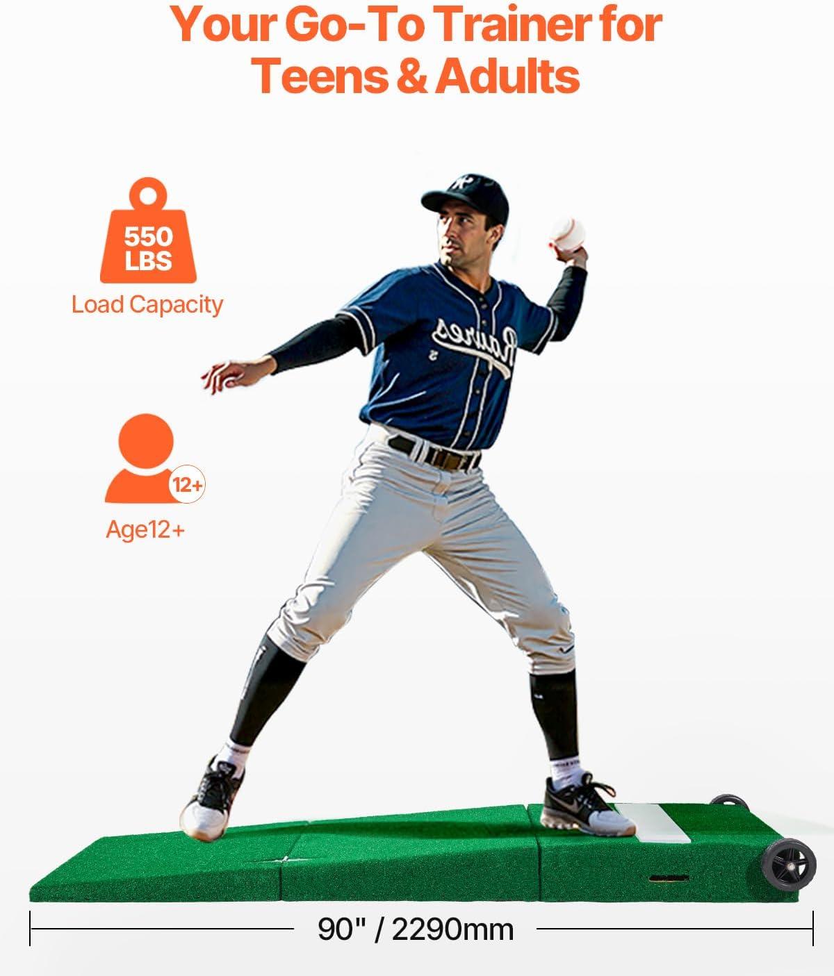 image:imageVEVOR Pitching Mound Baseball Game Mound IndoorOutdoor Pitching Practice and Training Equipment Softball Pitching Aids with Antifade Turf and Pitching RubberGreen